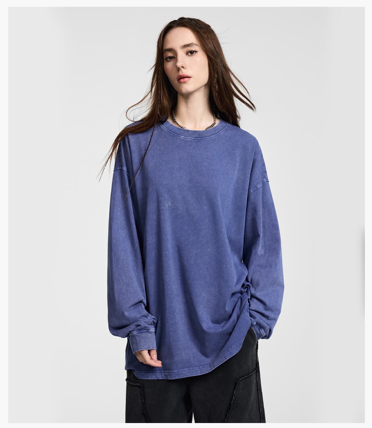 Cotton 275Gsm Oversized Acid Wash Long sleeve T-Shirt – detail 8