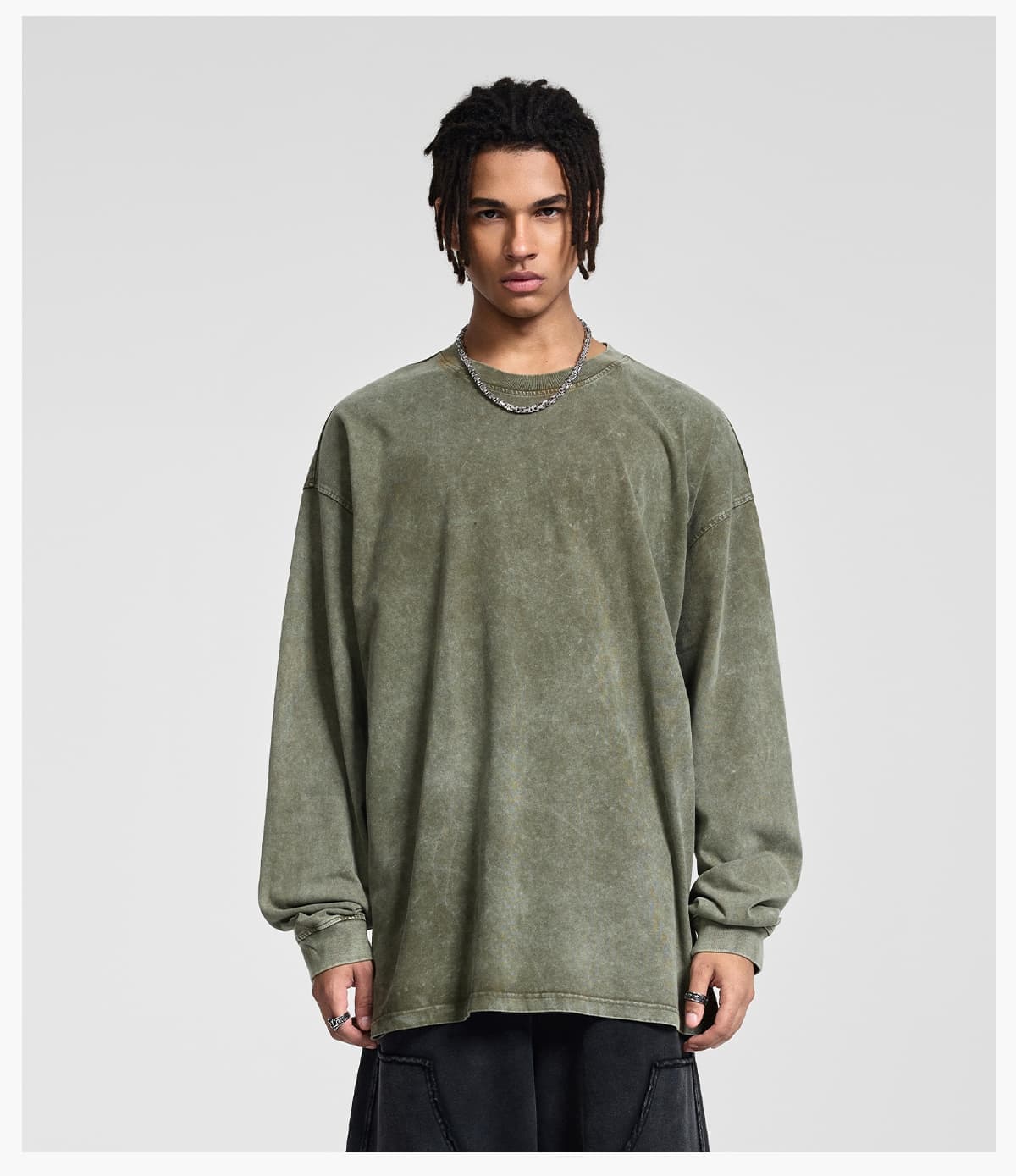 Cotton 275Gsm Oversized Acid Wash Long sleeve T-Shirt – detail 10