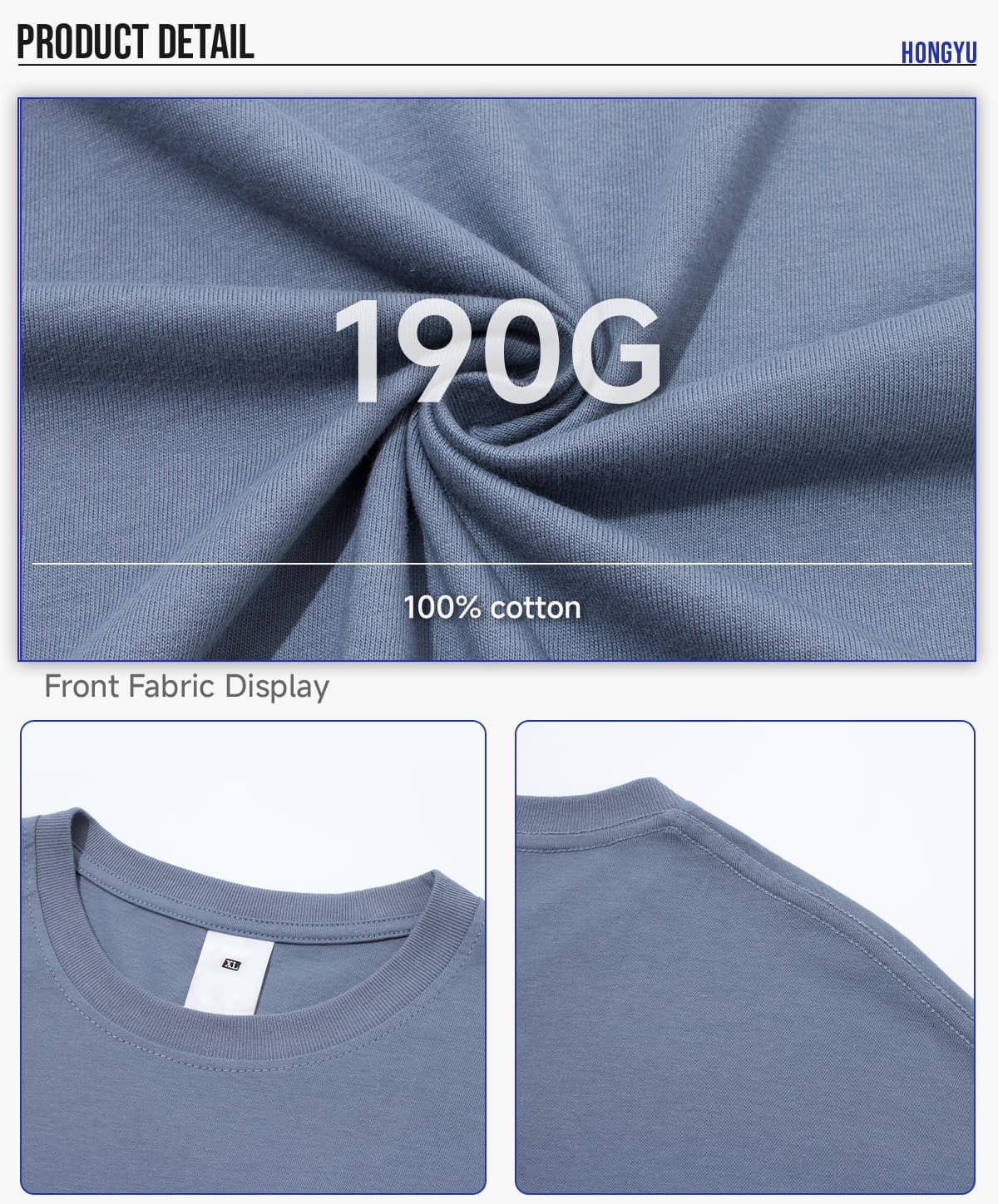 Lightweight 190GSM 20s 100% Cotton Oversized T-shirt – detail 4