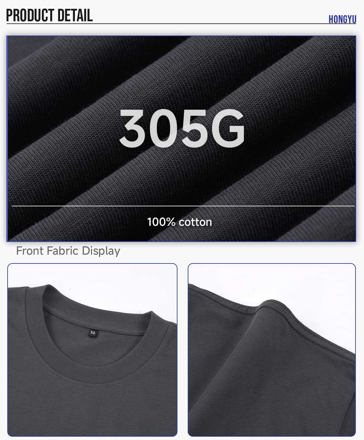 Heavy 305Gsm 7A Antibacterial Cotton Oversized T-Shirt – detail 4