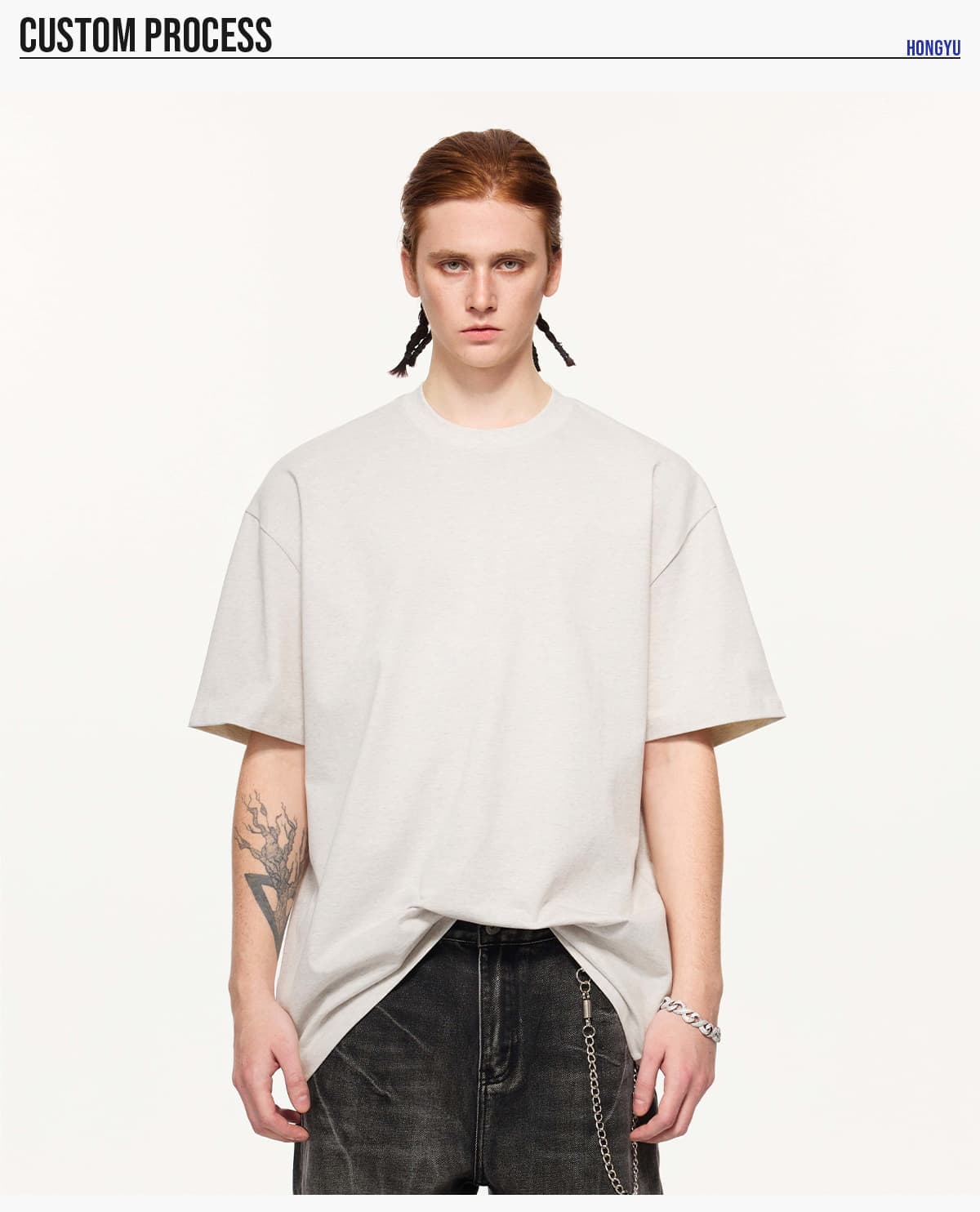 Heavy 305Gsm 7A Antibacterial Cotton Oversized T-Shirt – detail 7