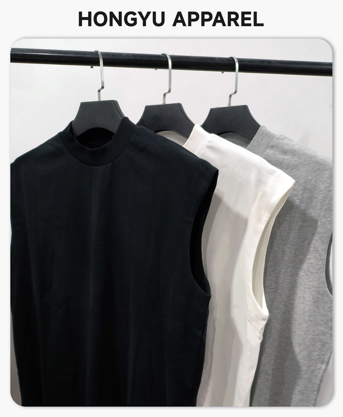 Quick-Dry Cotton 230gsm Mock Neck oversized Tank – detail 1