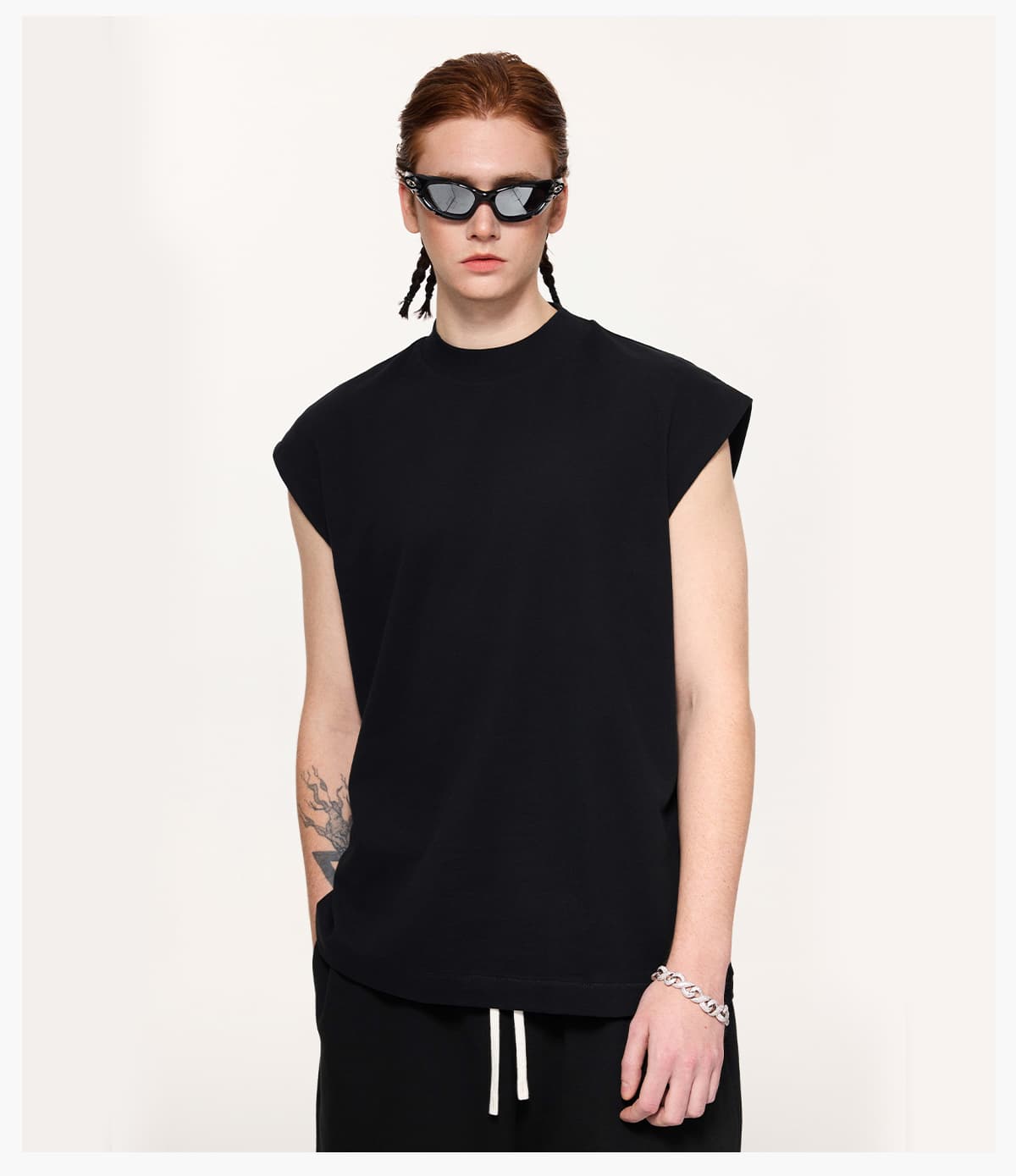 Quick-Dry Cotton 230gsm Mock Neck oversized Tank – detail 11