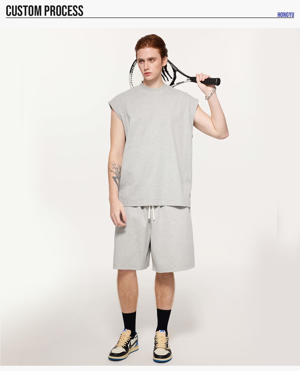 Quick-Dry Cotton 230gsm Mock Neck oversized Tank – detail 8