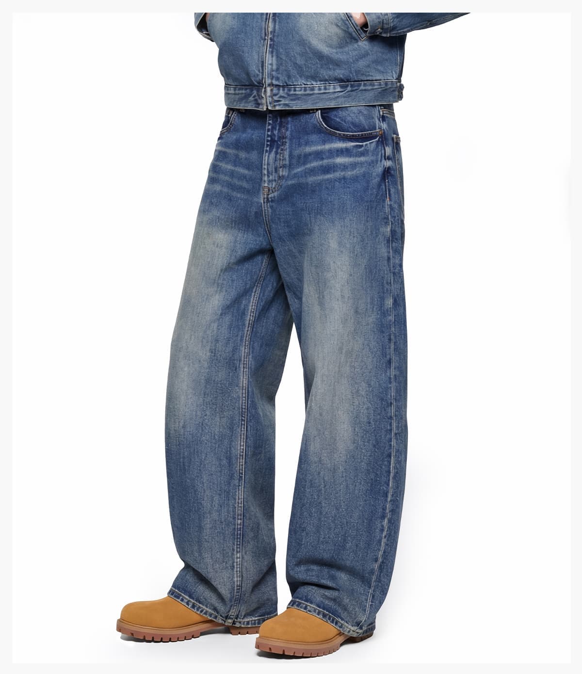 Heavy 543g Washed Distorted Wide-Leg Jeans – detail 9