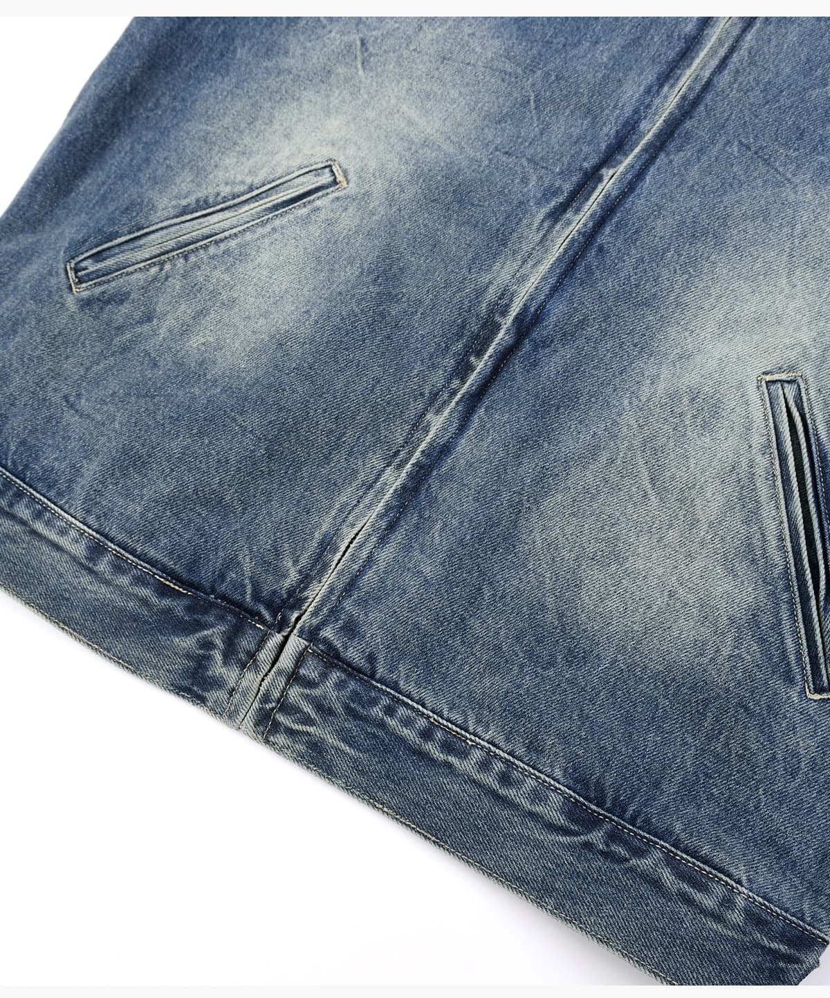 Vintage Lapel Collar 543g Zip-Up Denim Jacket – detail 13