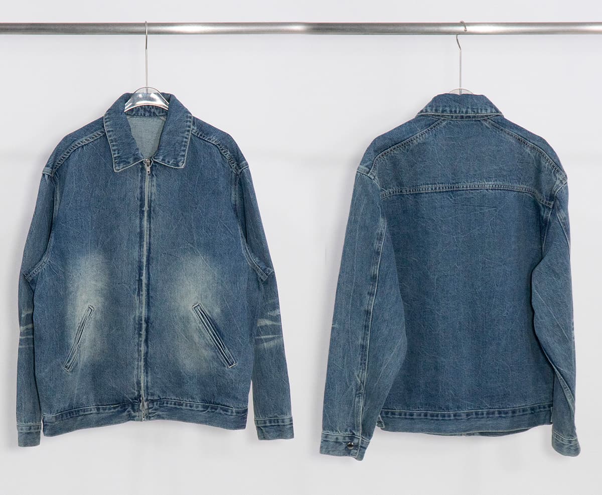 Vintage Lapel Collar 543g Zip-Up Denim Jacket – detail 15