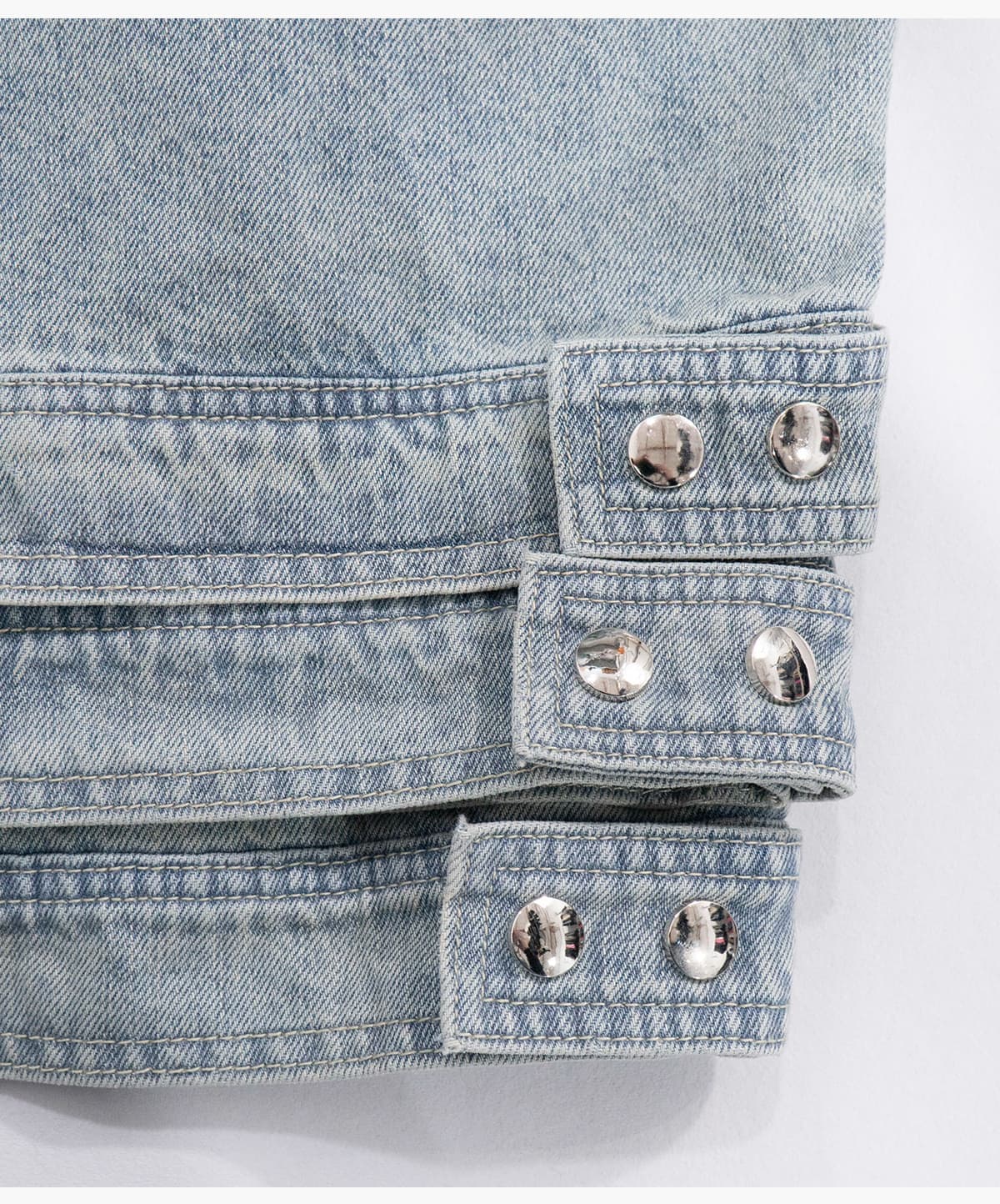 Vintage Distressed Stand-Collar 385g Zip-Up Denim Jacket – detail 13