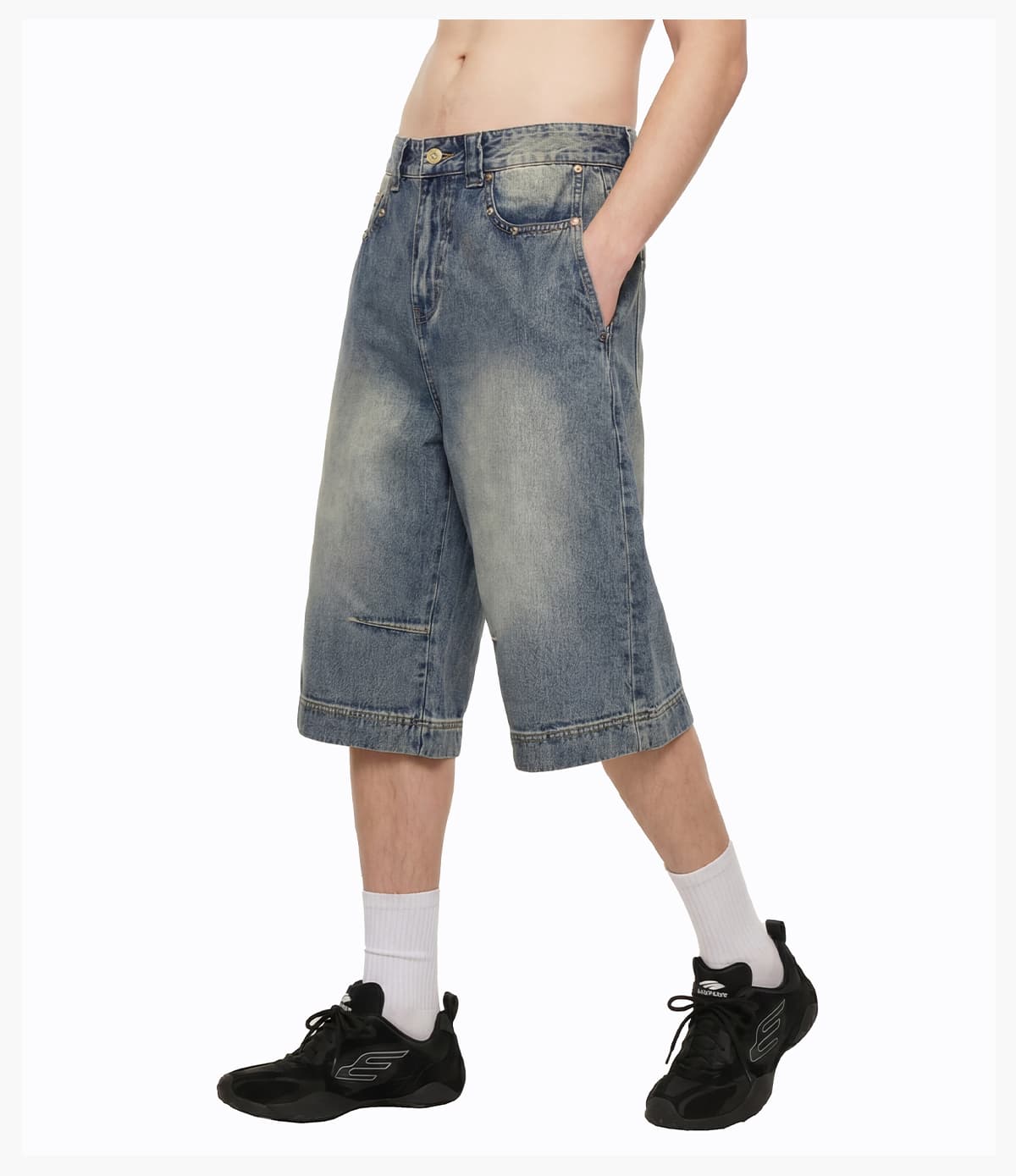 Heavy385g Distressed Wide-Leg Cropped Jeans – detail 9