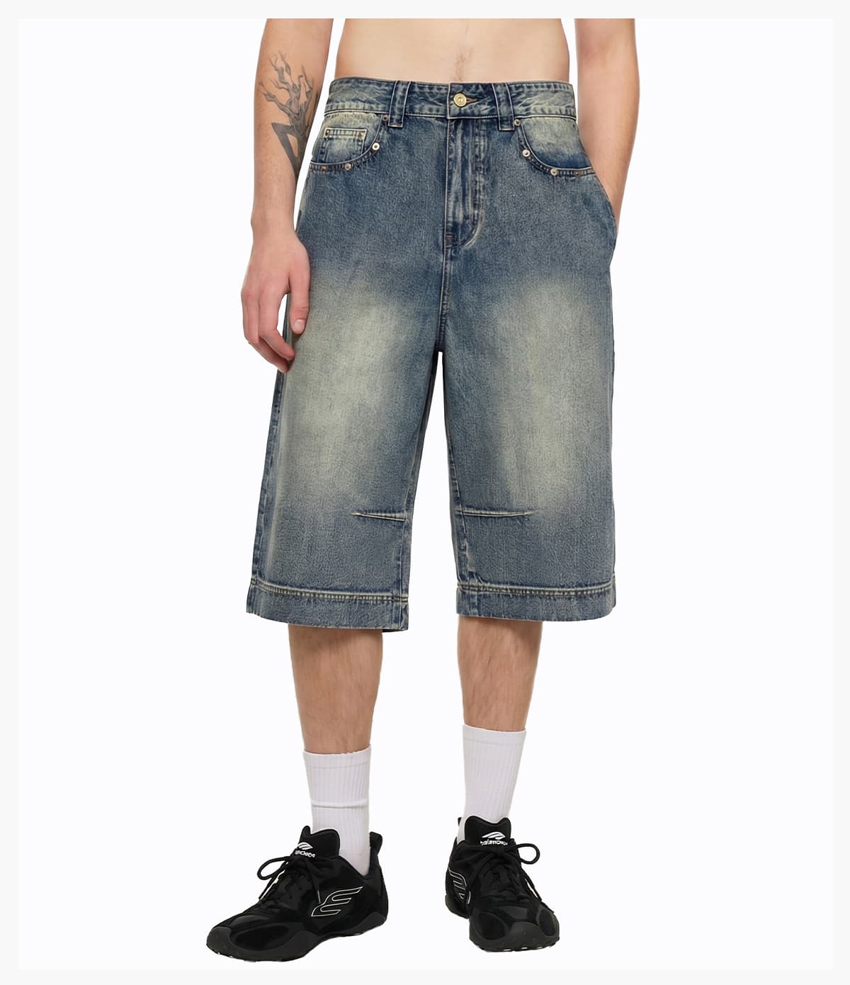Heavy385g Distressed Wide-Leg Cropped Jeans – detail 8