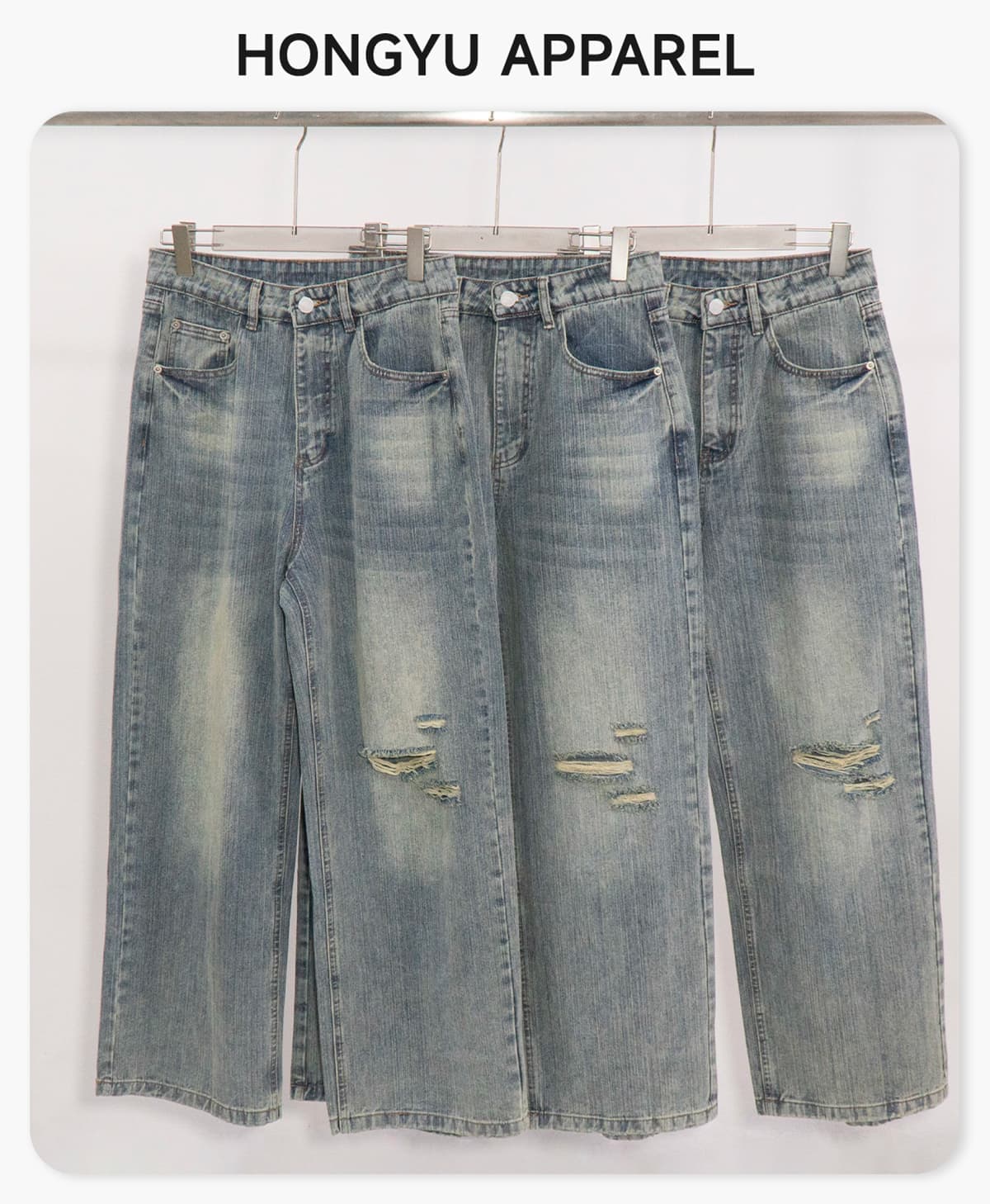 Heavy 430g Distressed Straight-Leg Jeans – detail 1