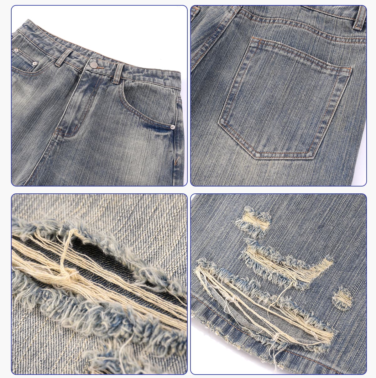 Heavy 430g Distressed Straight-Leg Jeans – detail 5