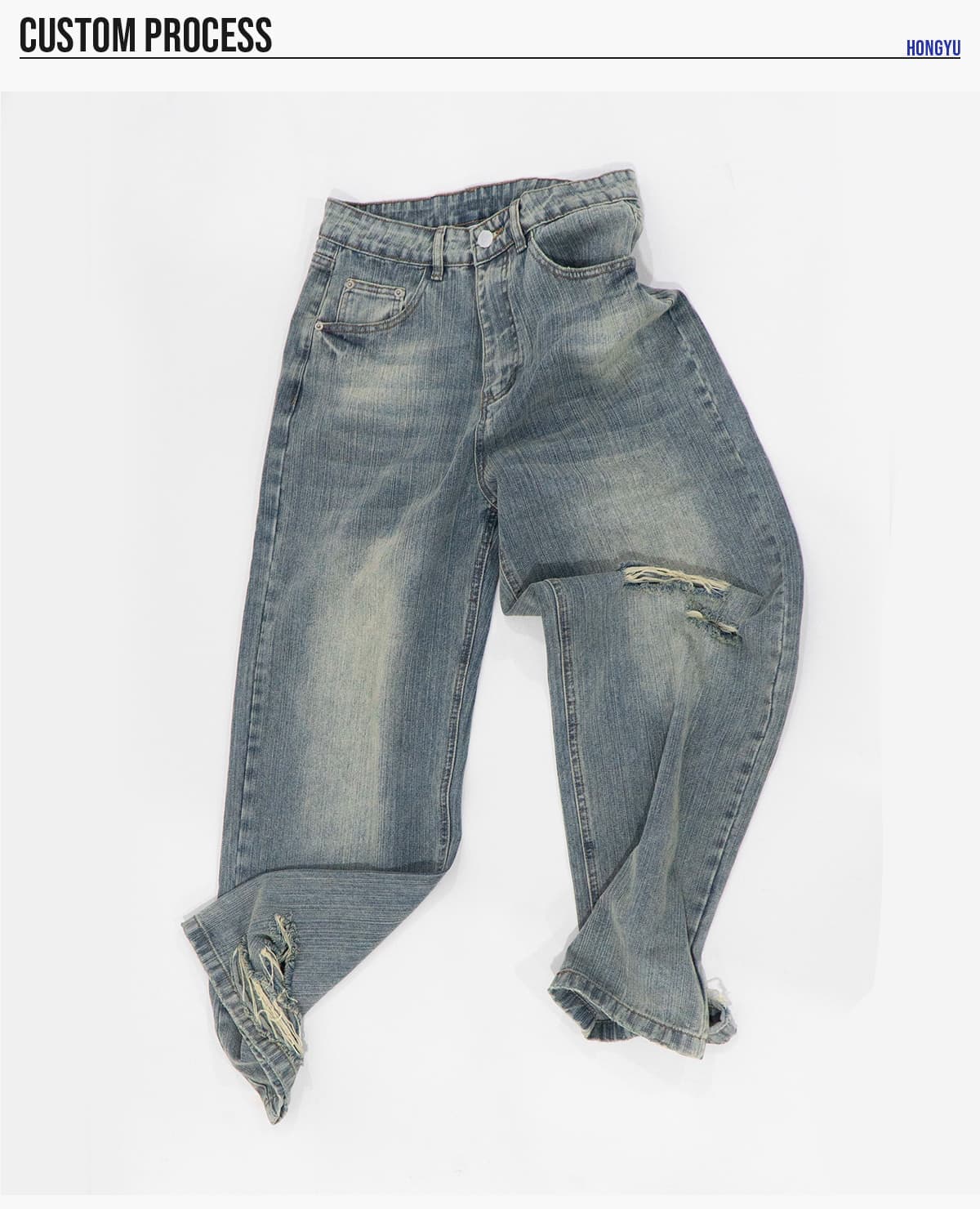 Heavy 430g Distressed Straight-Leg Jeans – detail 7