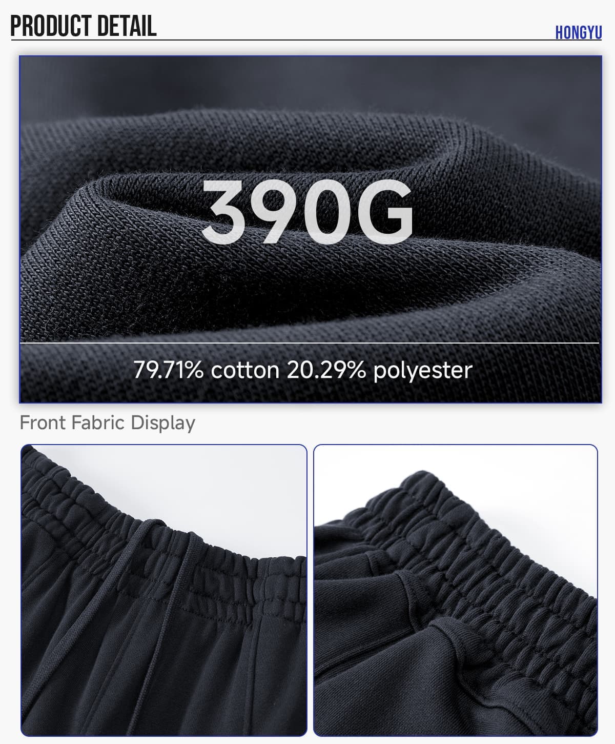 Heavy 390GSM Terry Elastic Distorted Pants – detail 5