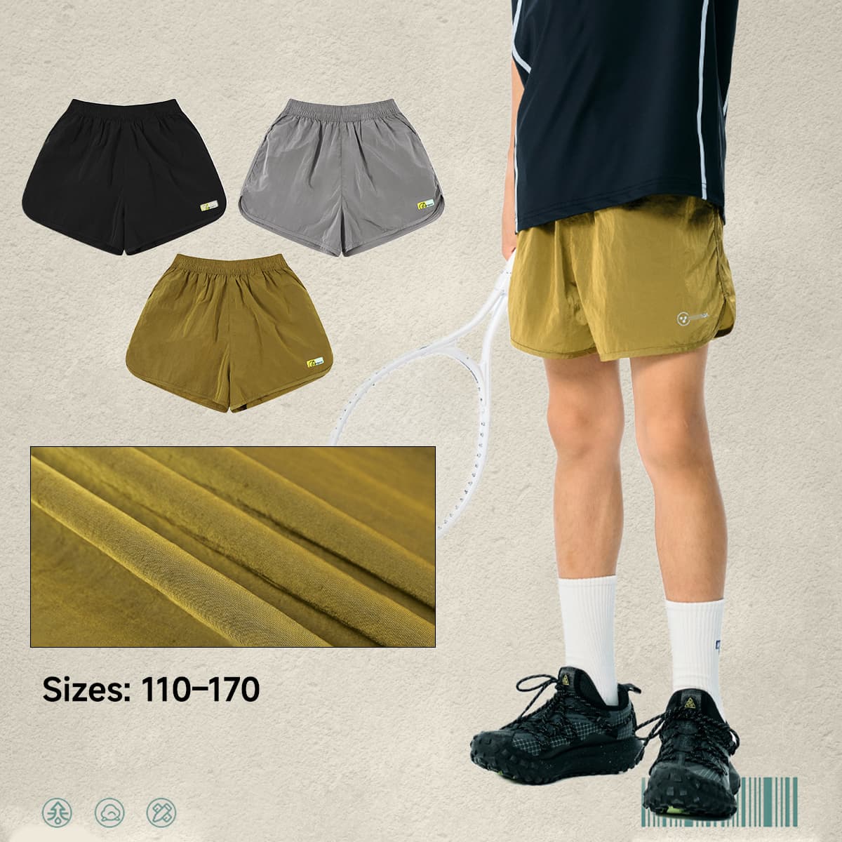 Lightweight Breathable Quick-Dry 100% Nylon Sport Shorts