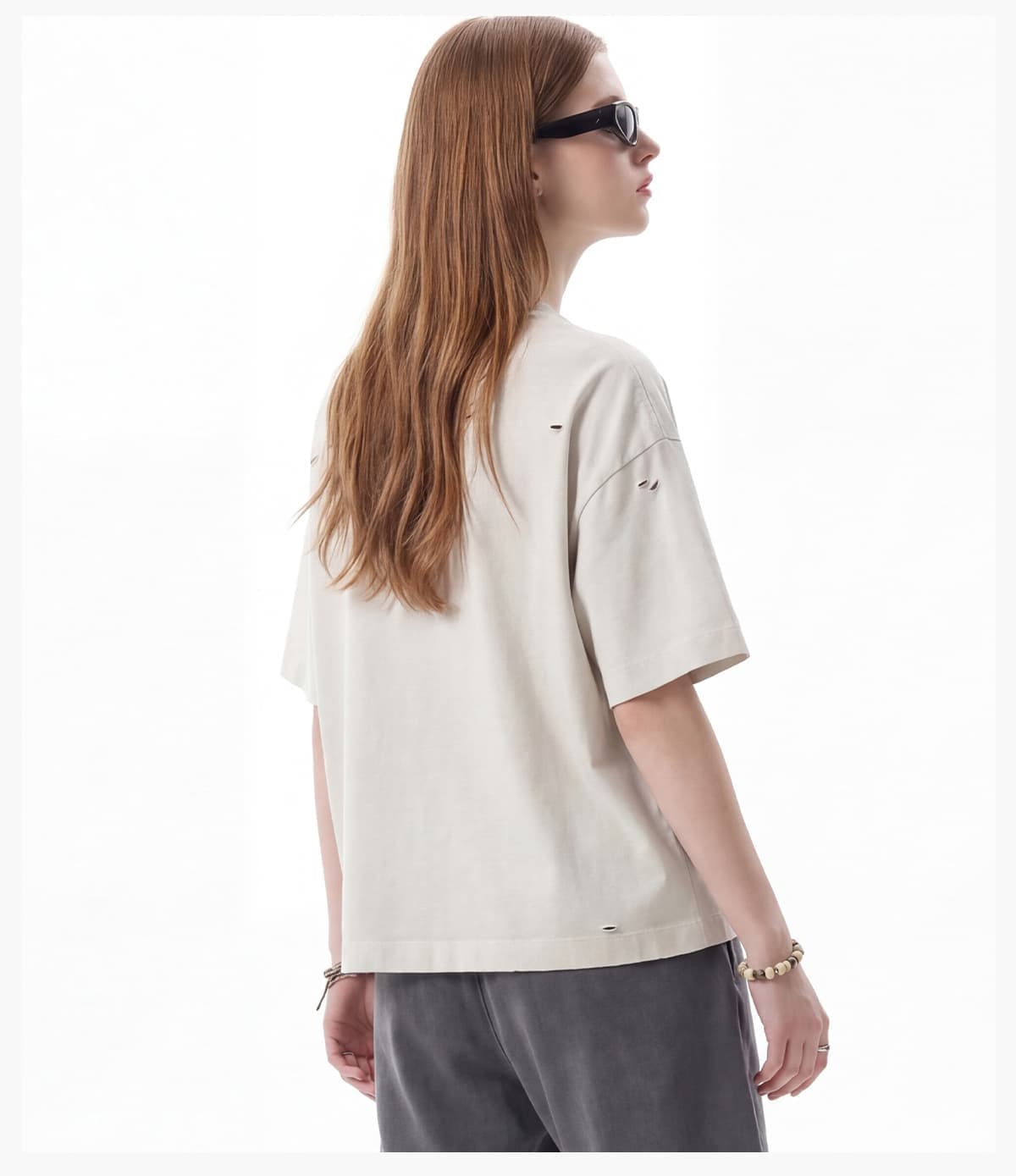 Boxy Fit 305g Washed 100% Cotton Distressed T-Shirt – detail 11