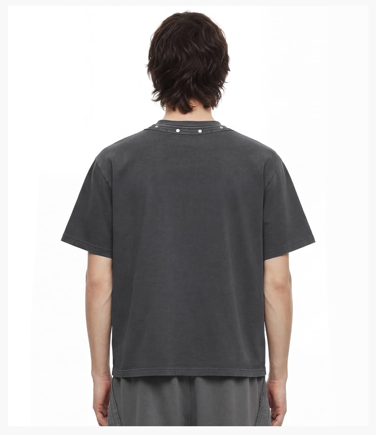 Boxy 285GSM Washed Cotton T-Shirt with Rivet – detail 11