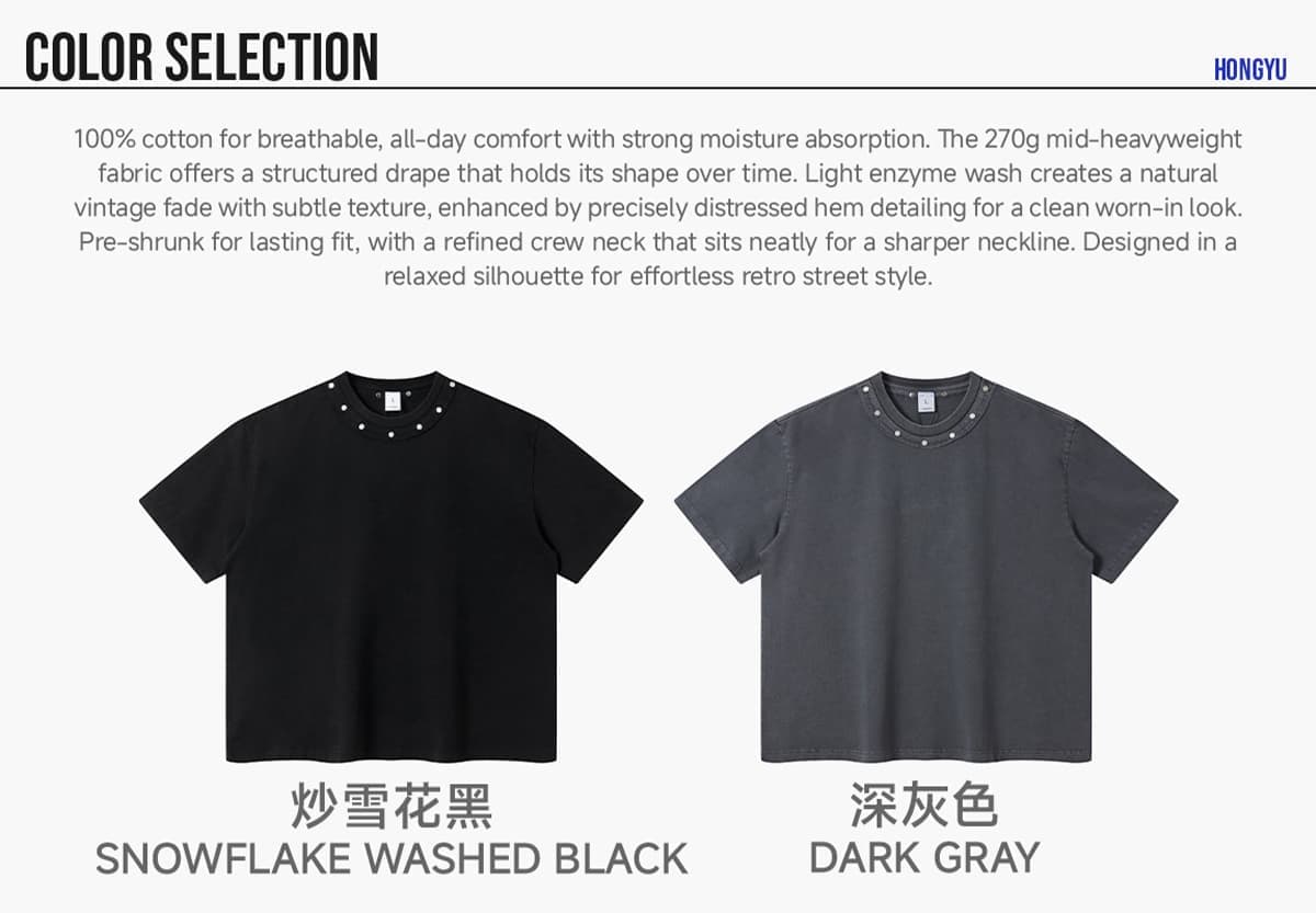 Boxy 285GSM Washed Cotton T-Shirt with Rivet – detail 3