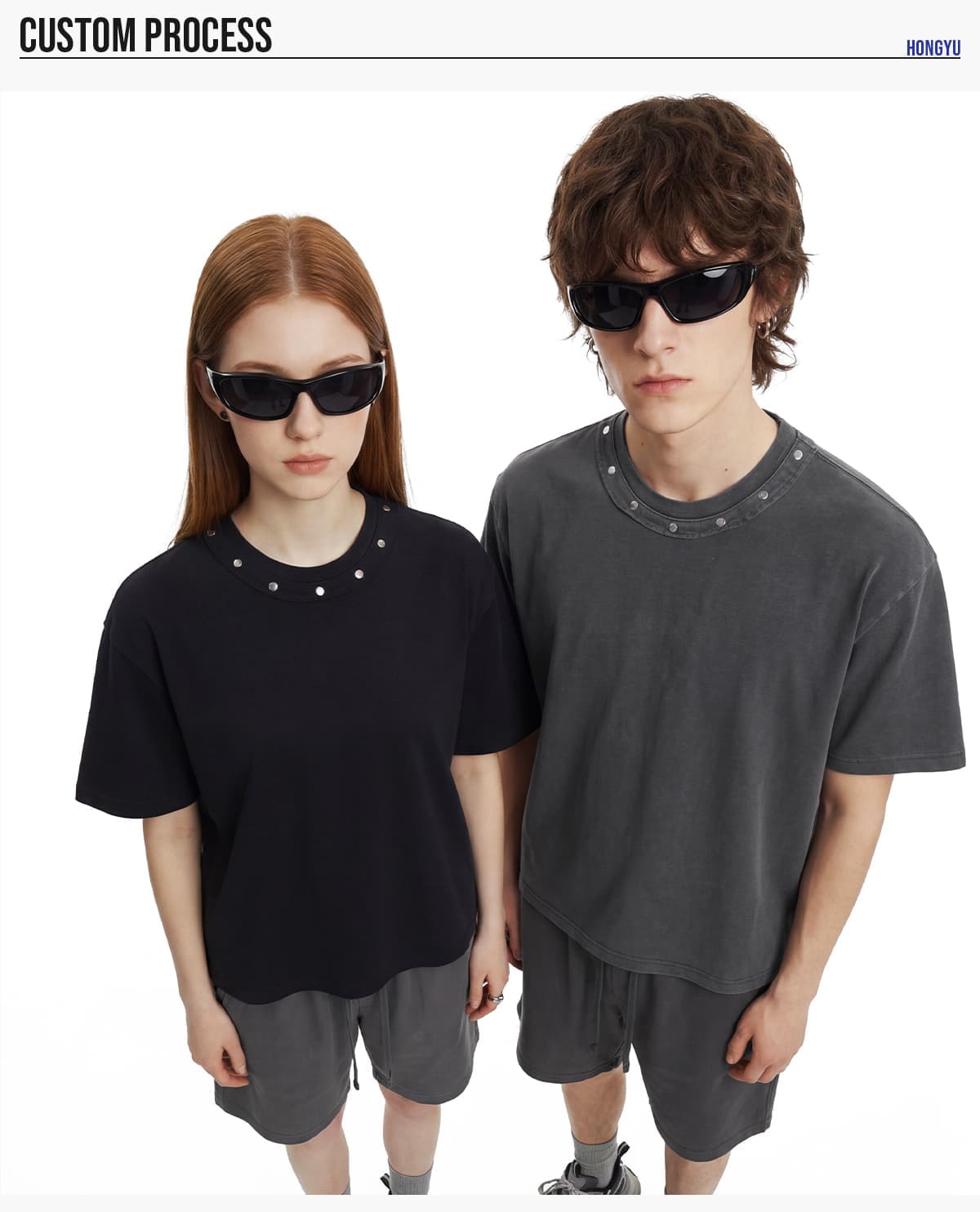 Boxy 285GSM Washed Cotton T-Shirt with Rivet – detail 8