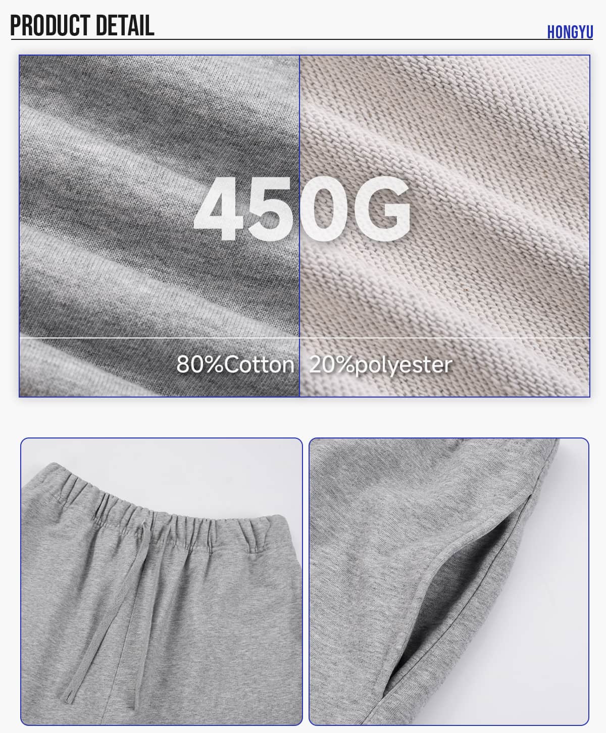 Heavy 450 GSM Terry Breathable Casual Shorts – detail 4