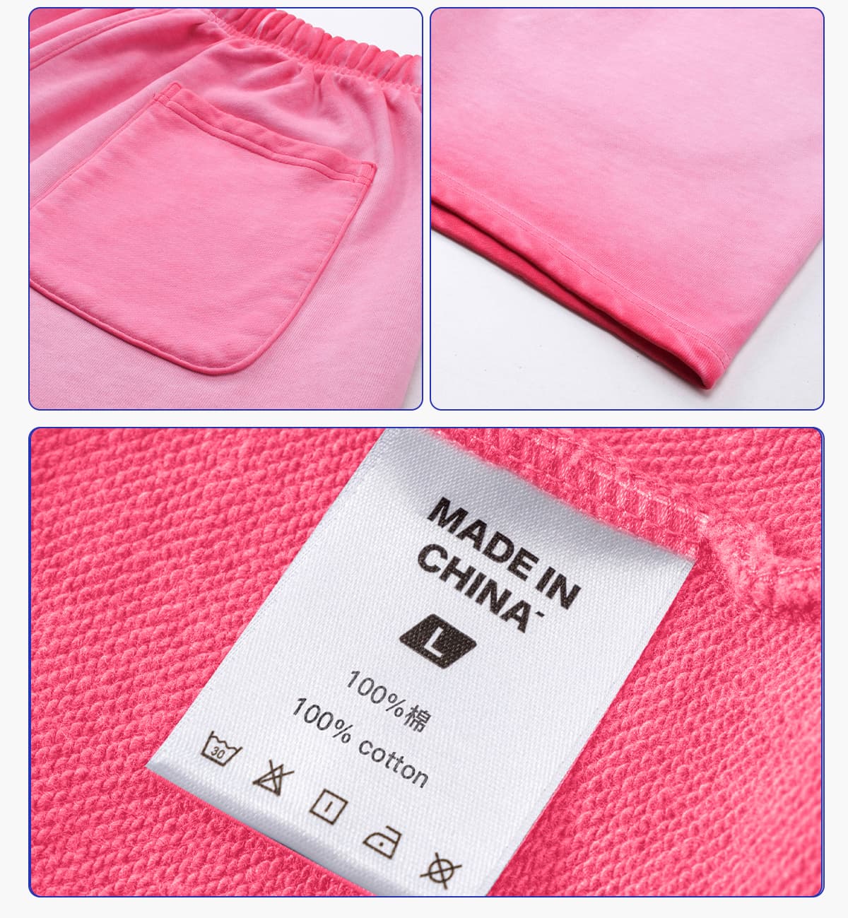 Heavy 320g 100% Cotton Terry Gradient Washed Shorts – detail 5