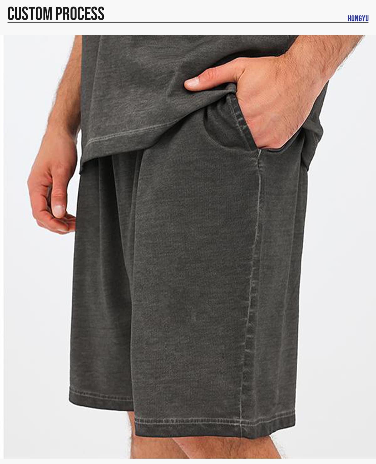 Heavy 320g 100% Cotton Terry Gradient Washed Shorts – detail 6