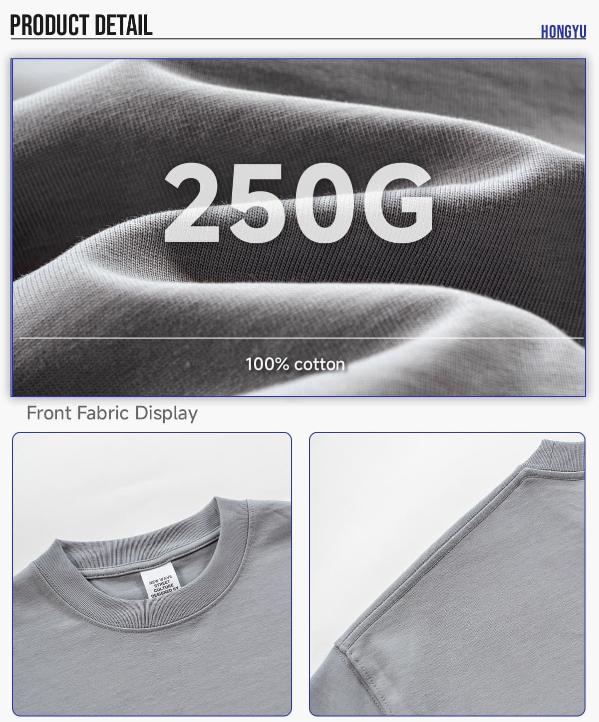 Cotton 250gsm Oversized Boxy Fit T-Shirt – detail 4