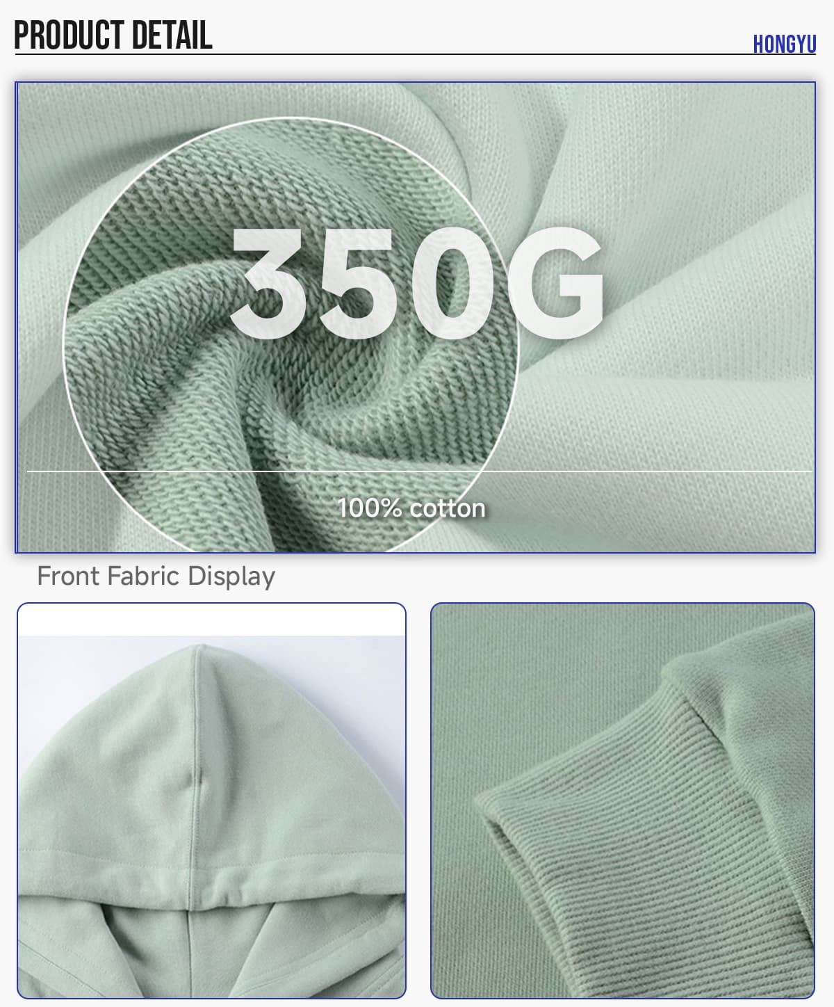 Oversized 100%Cotton Terry Hoodie With Pocket – detail 5