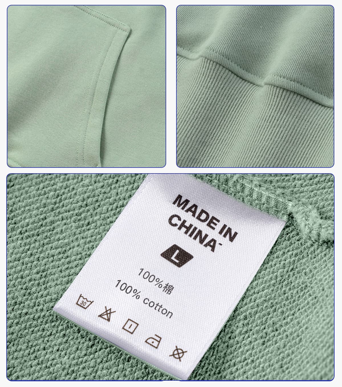 Oversized 100%Cotton Terry Hoodie With Pocket – detail 6