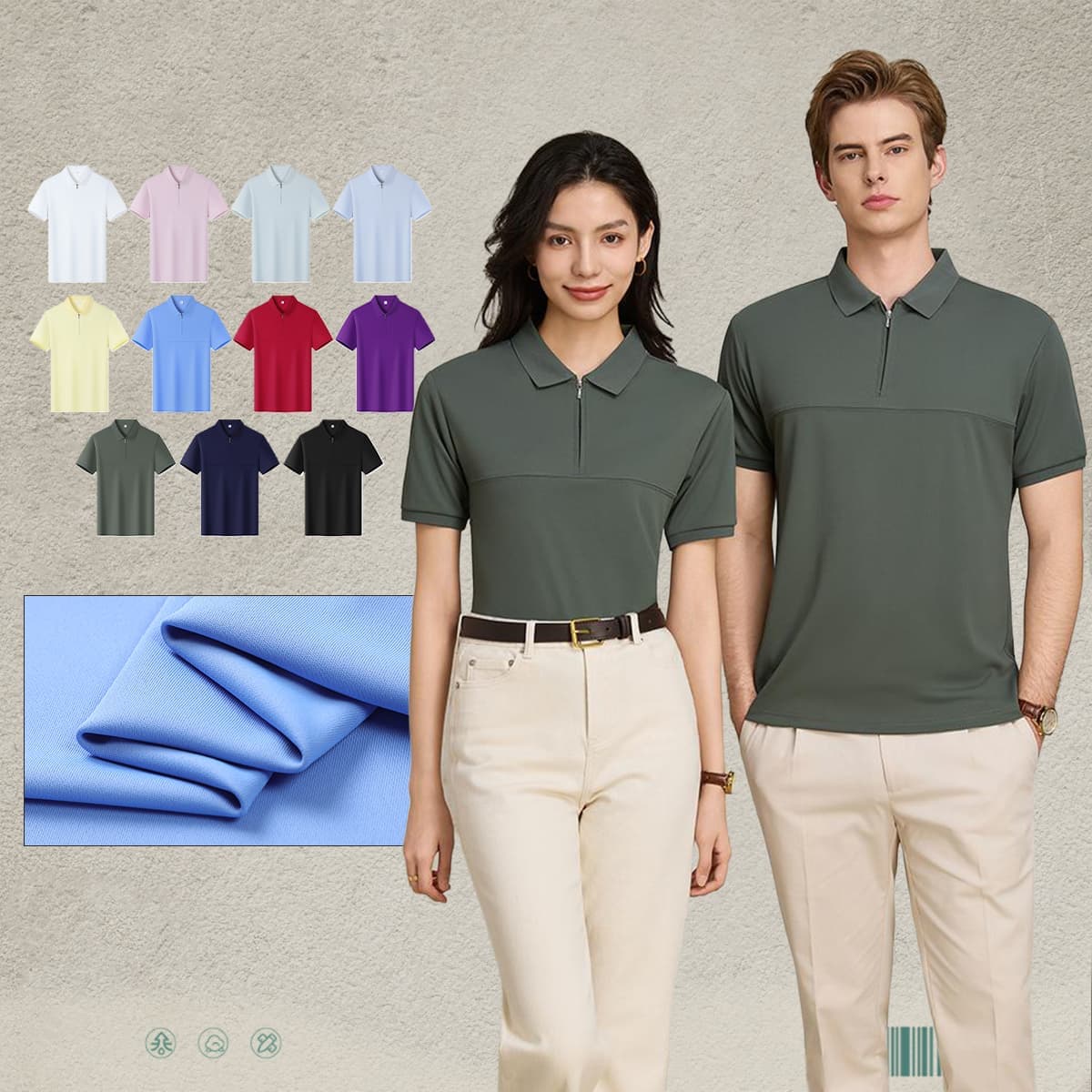 Polyester 190GSM Quick-Dry Half-Zip Cooling Golf Tee — view 1