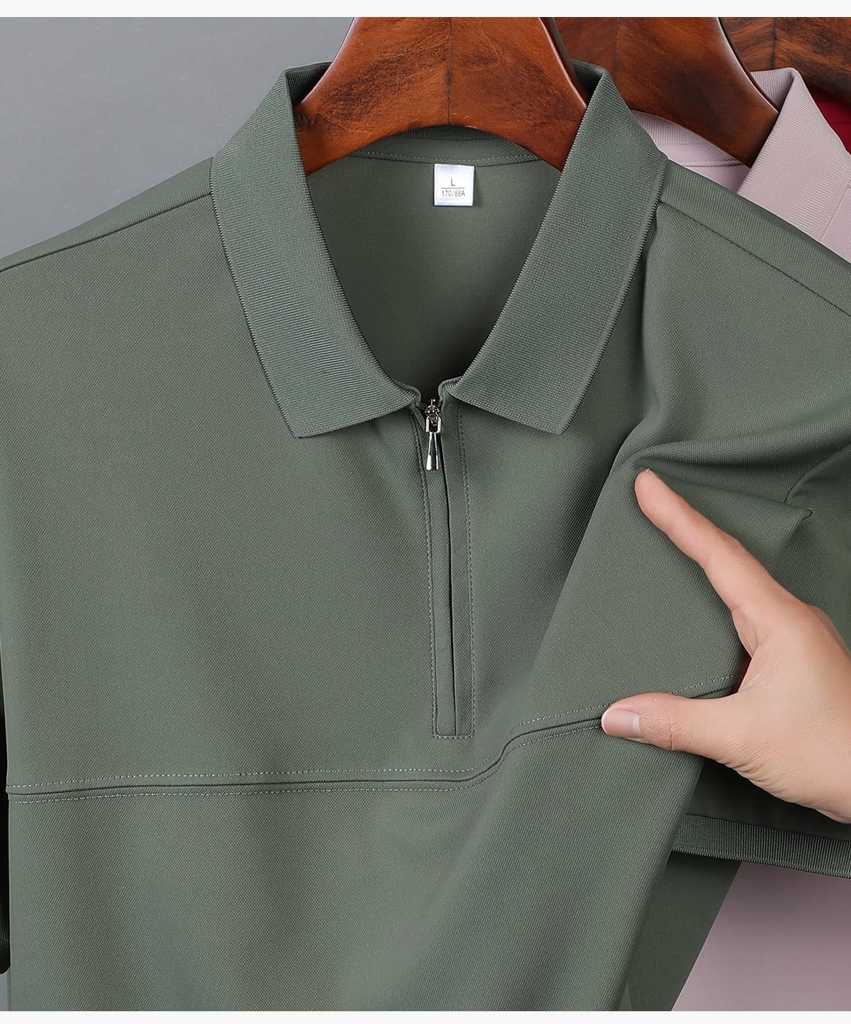 Polyester 190GSM Quick-Dry Half-Zip Cooling Golf Tee – detail 11