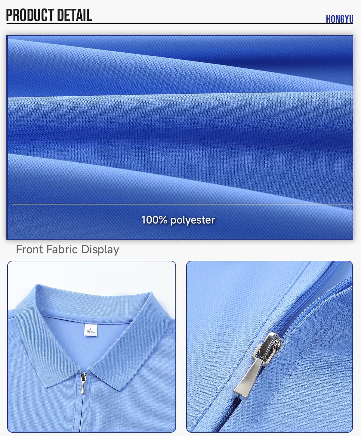 Polyester 190GSM Quick-Dry Half-Zip Cooling Golf Tee – detail 4