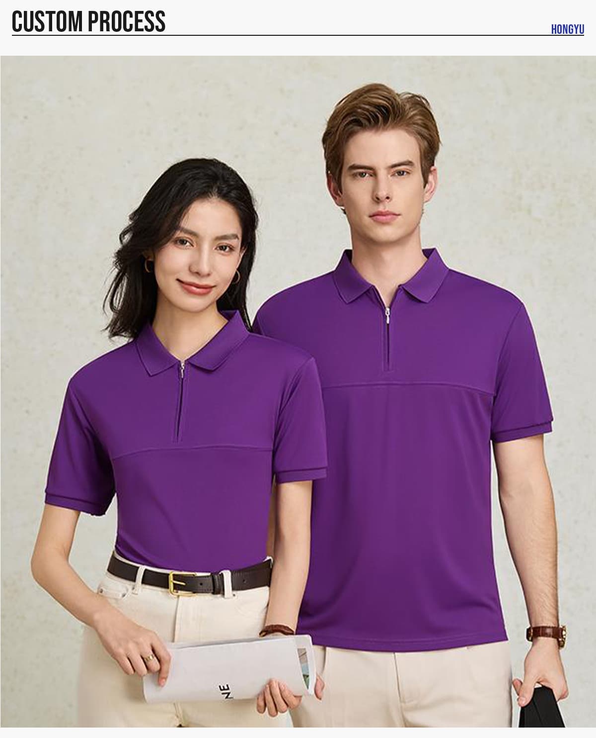 Polyester 190GSM Quick-Dry Half-Zip Cooling Golf Tee – detail 7