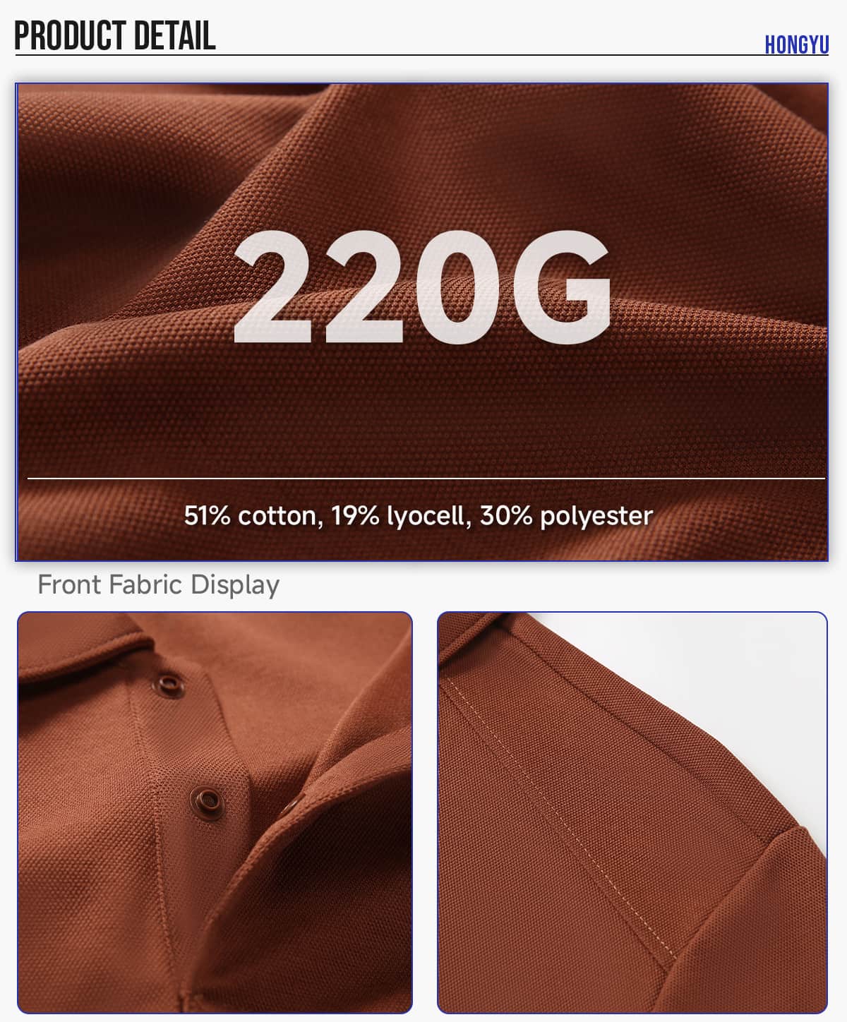 Lyocell 40s 220GSM Soild Golf Shirt – detail 4