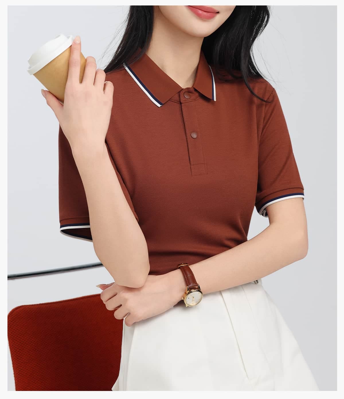 Lyocell 40s 220GSM Contrast Collar Polo Shirt – detail 11