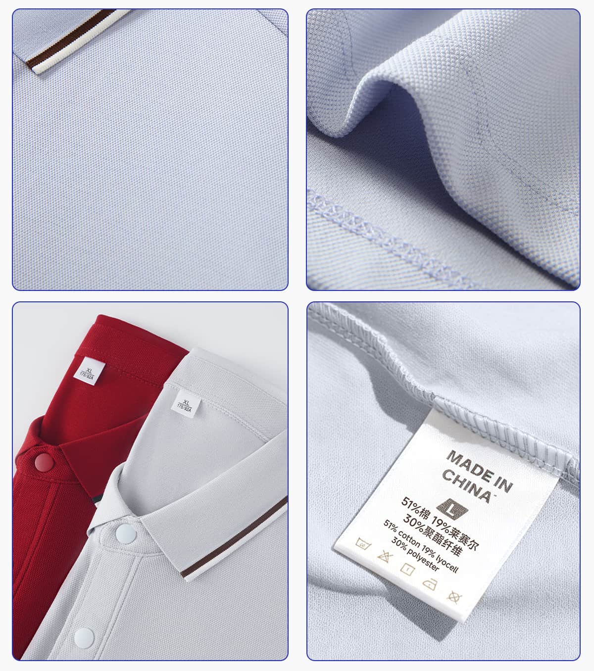 Lyocell 40s 220GSM Contrast Collar Polo Shirt – detail 6