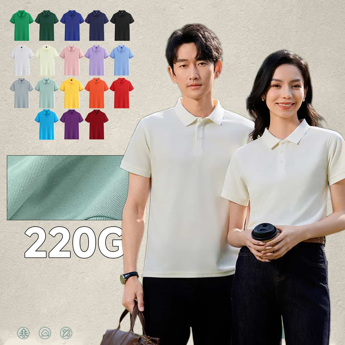 Quick-Dry 100% Polyester Side-Slit Polo Shirt — view 1