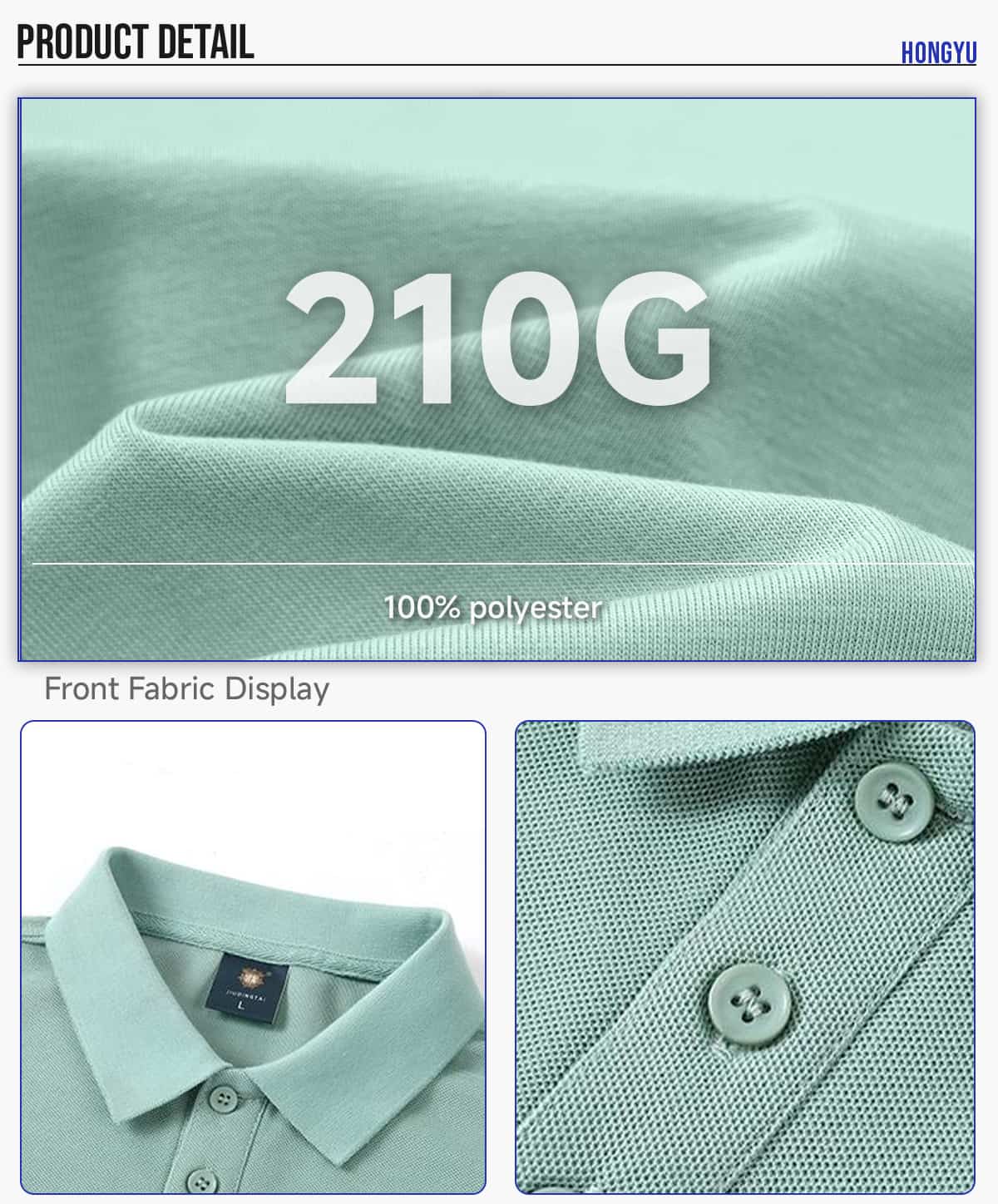 Quick-Dry 100% Polyester Side-Slit Polo Shirt – detail 5