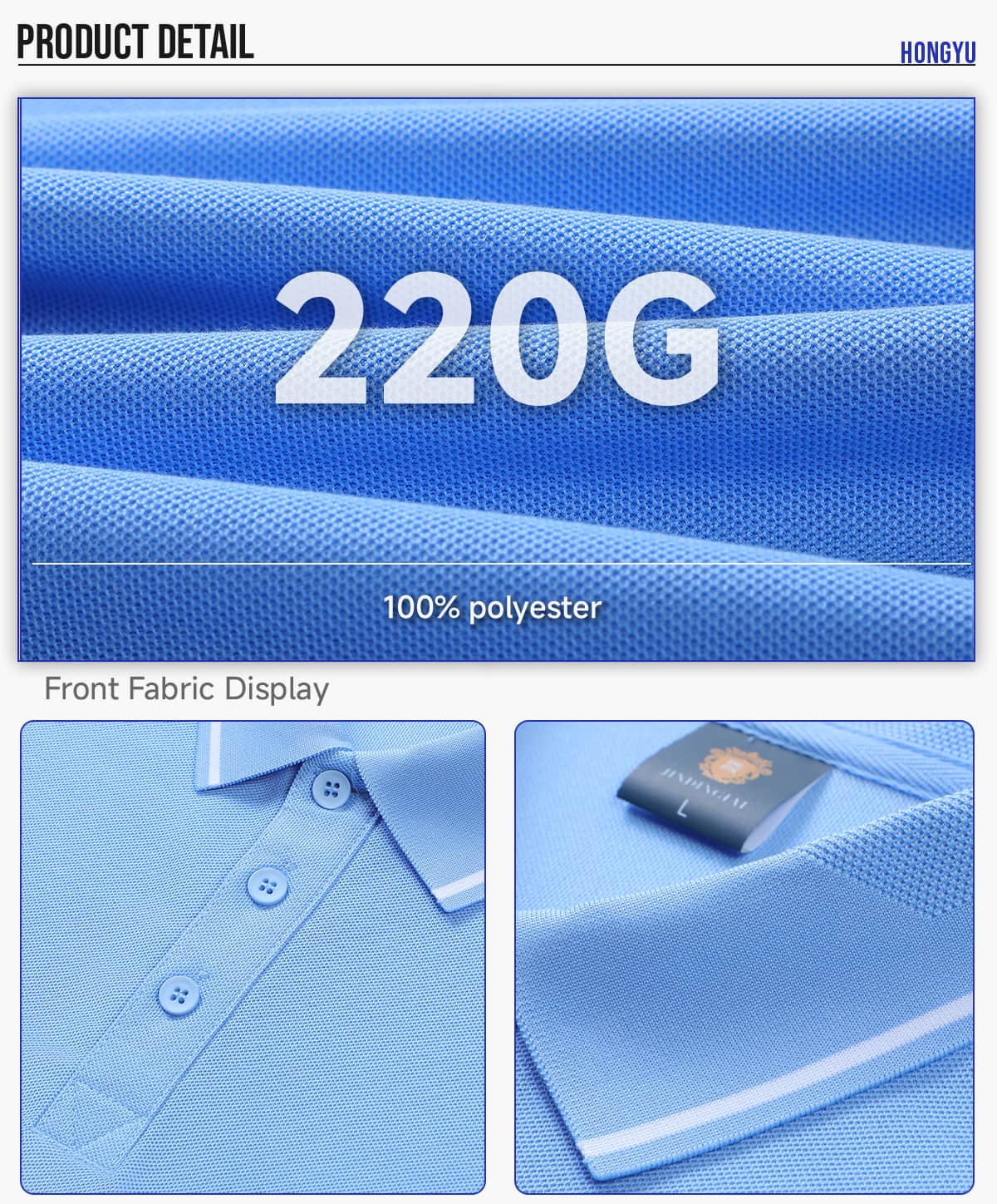 Polyester 220GSM Contrast Collar Polo Shirt – detail 5