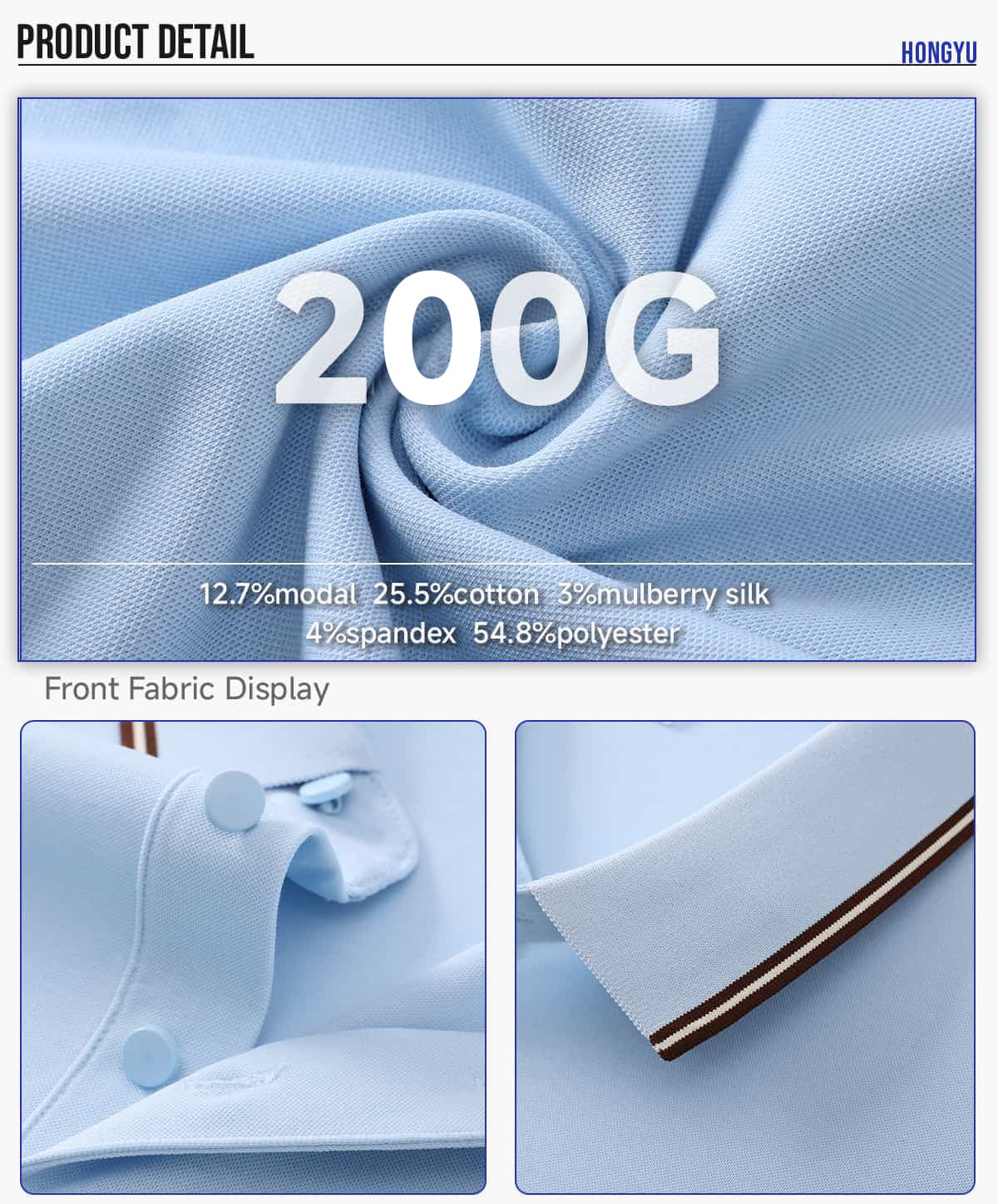 Modal Cotton 200G Contrast Collar Golf Shirt – detail 4