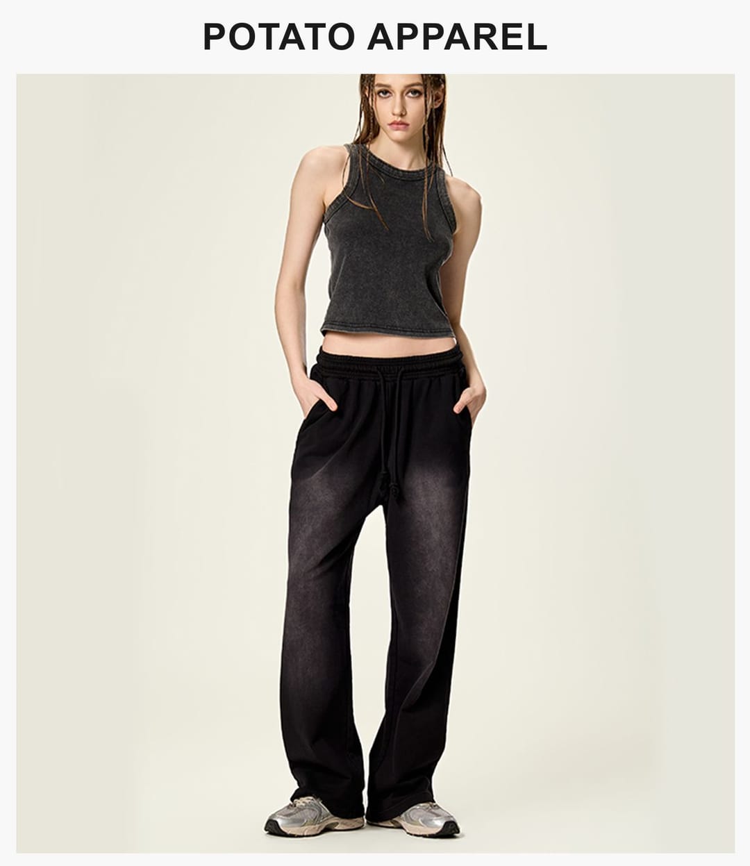 Acid Wash 320g Ribbing Y2k fit Vest for Women – detail 12