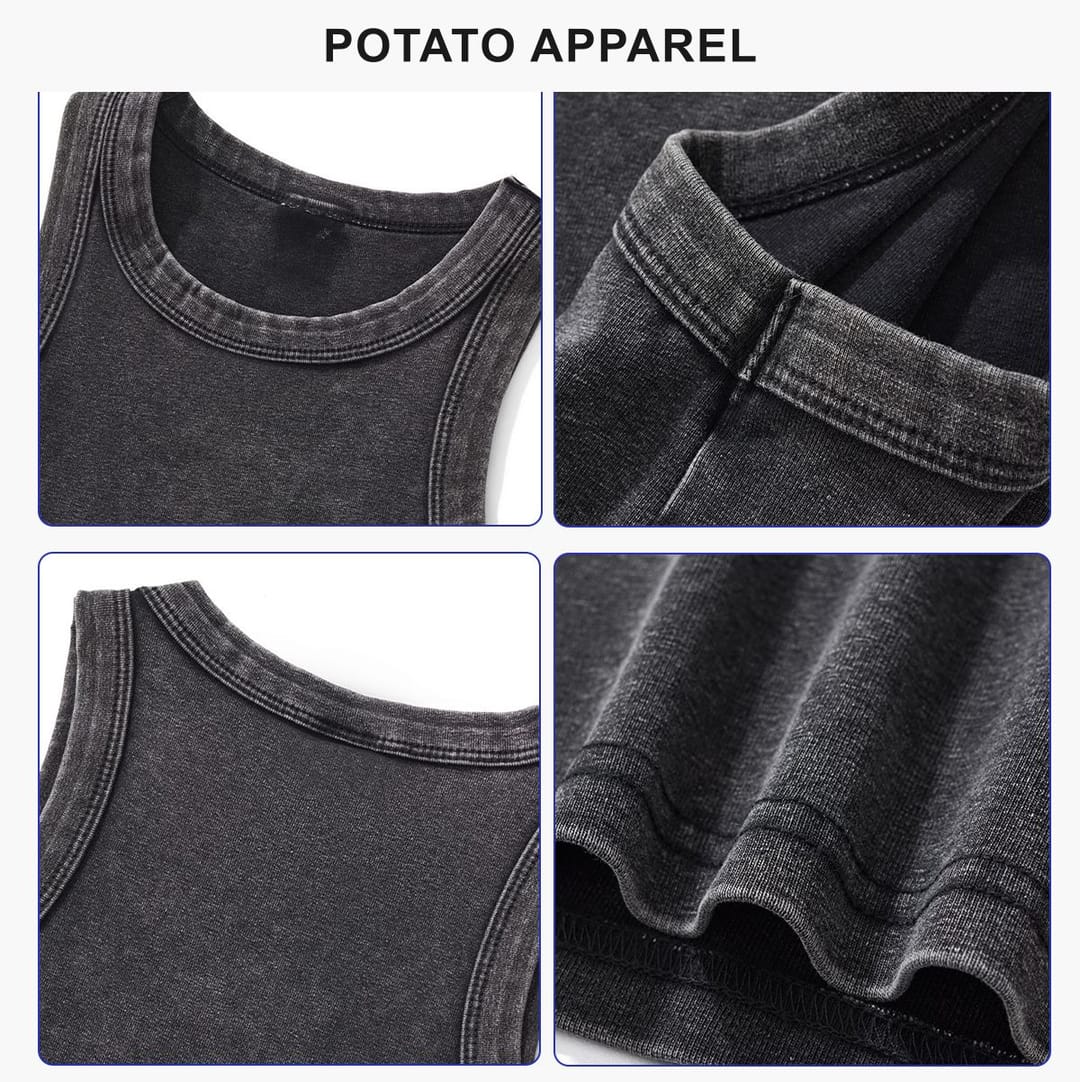 Acid Wash 320g Ribbing Y2k fit Vest for Women – detail 6