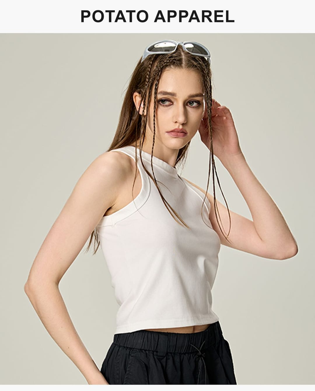 Acid Wash 320g Ribbing Y2k fit Vest for Women – detail 9
