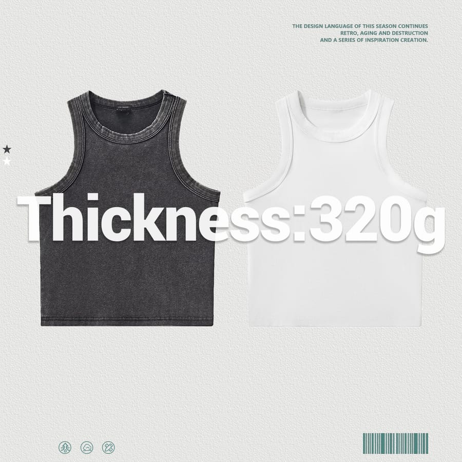 Acid Wash 320g Ribbing Y2k fit Vest for Women thumbnail 2