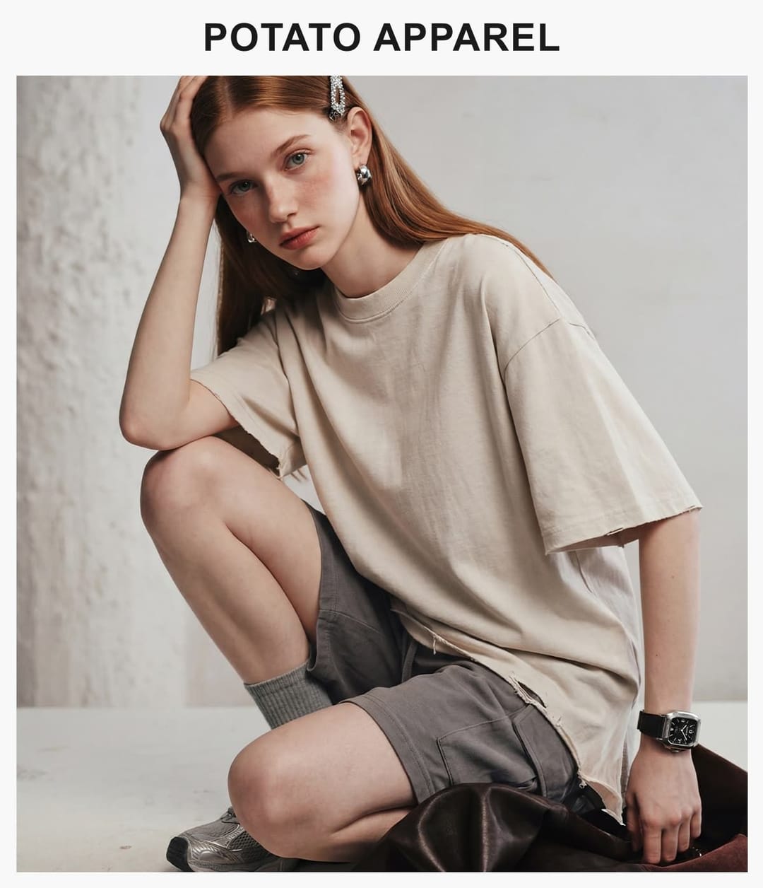 Boxy 270g Washed Distressed Hem Cotton T-Shirt – detail 10