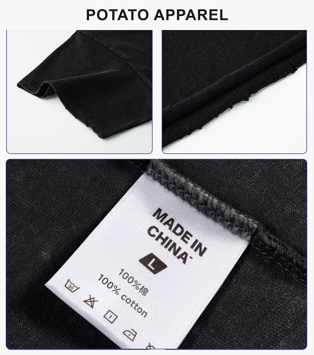 Boxy 270g Washed Distressed Hem Cotton T-Shirt – detail 6