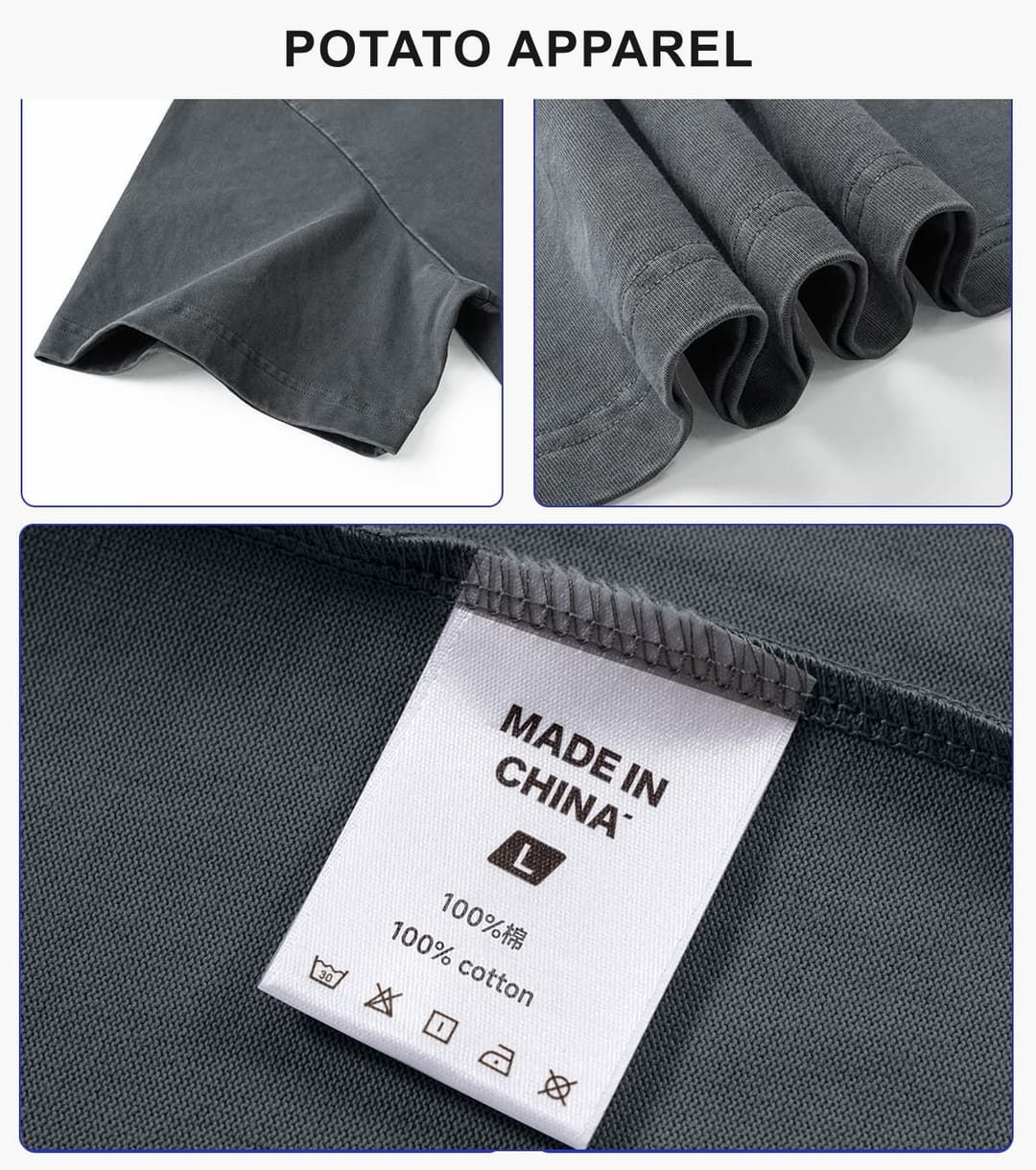 Boxy 285GSM Washed Cotton T-Shirt with Rivet – detail 6
