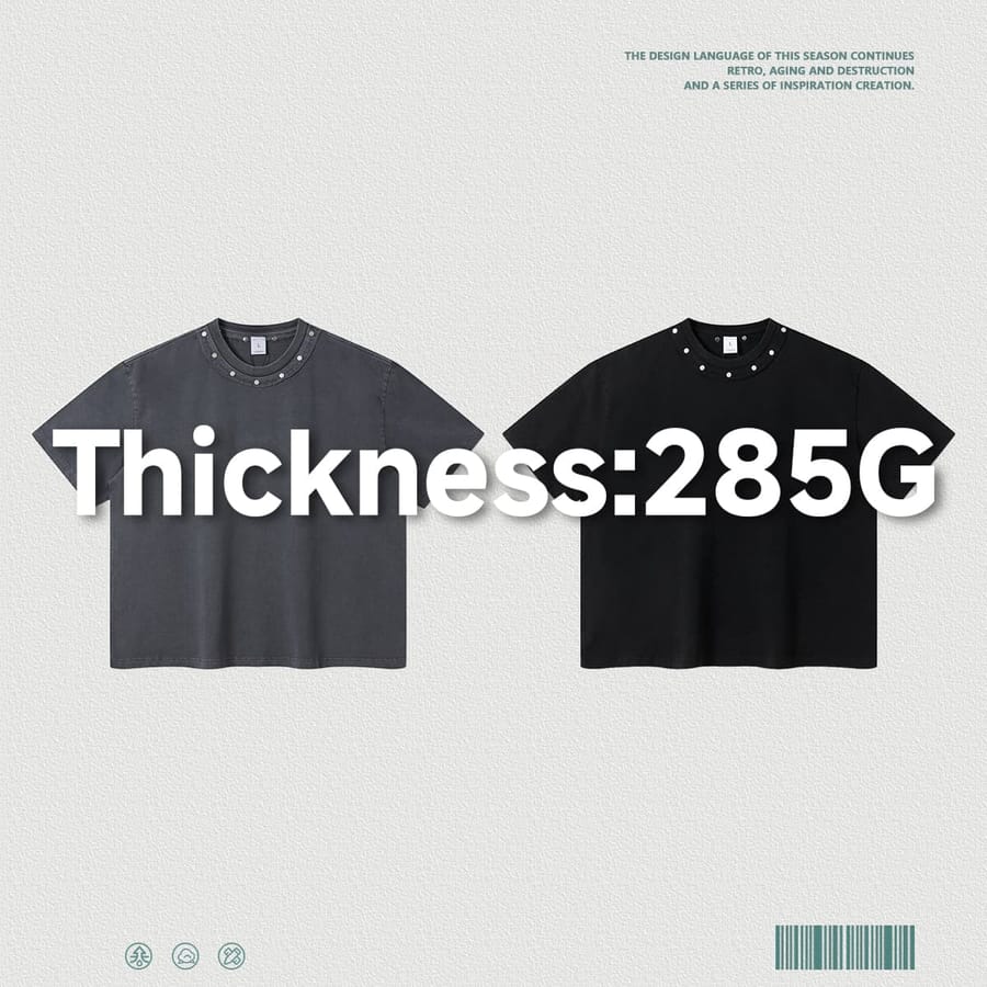 Boxy 285GSM Washed Cotton T-Shirt with Rivet thumbnail 3