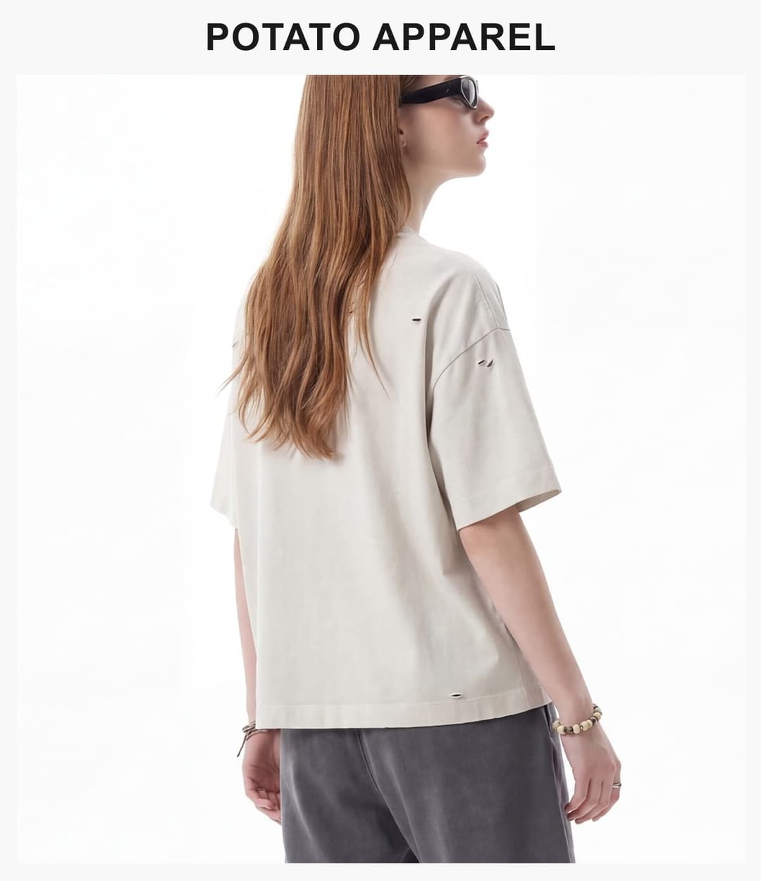 Boxy Fit 305g Washed 100% Cotton Distressed T-Shirt – detail 11