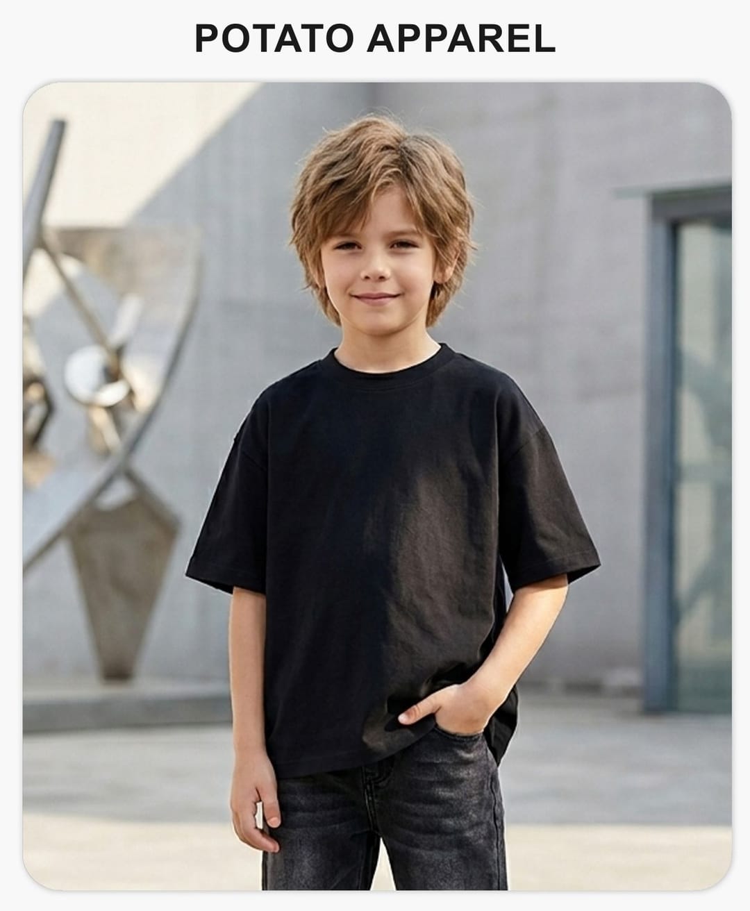 Breathable Quick-Dry Cotton 305G Kid’s Oversized T-Shirt – detail 1